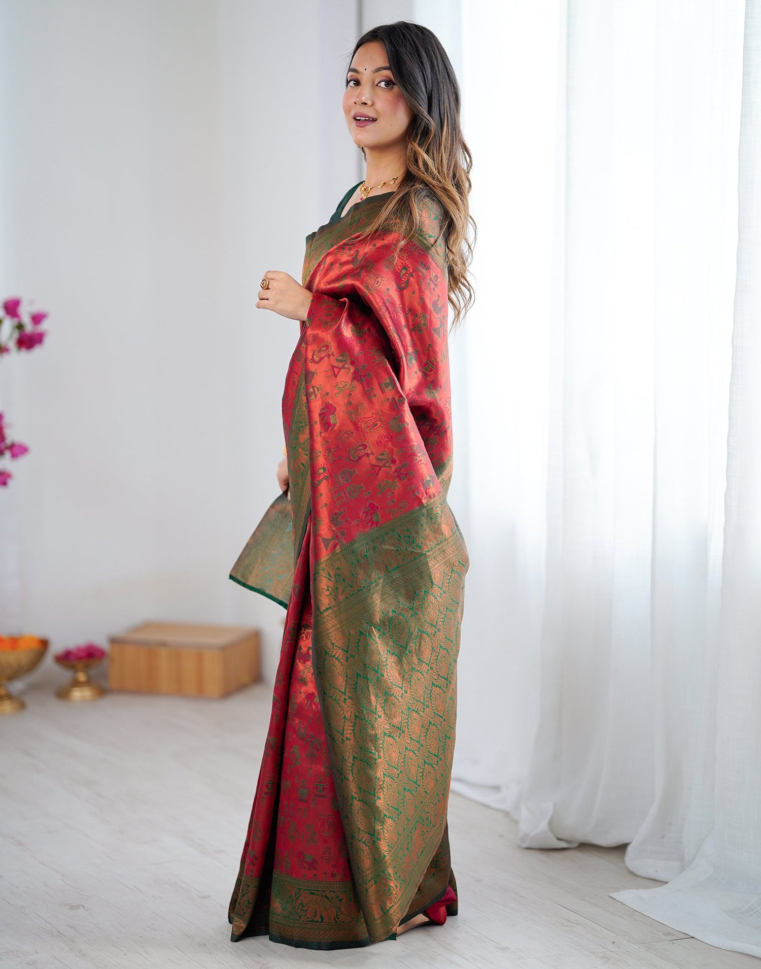 Red Silk Woven Saree