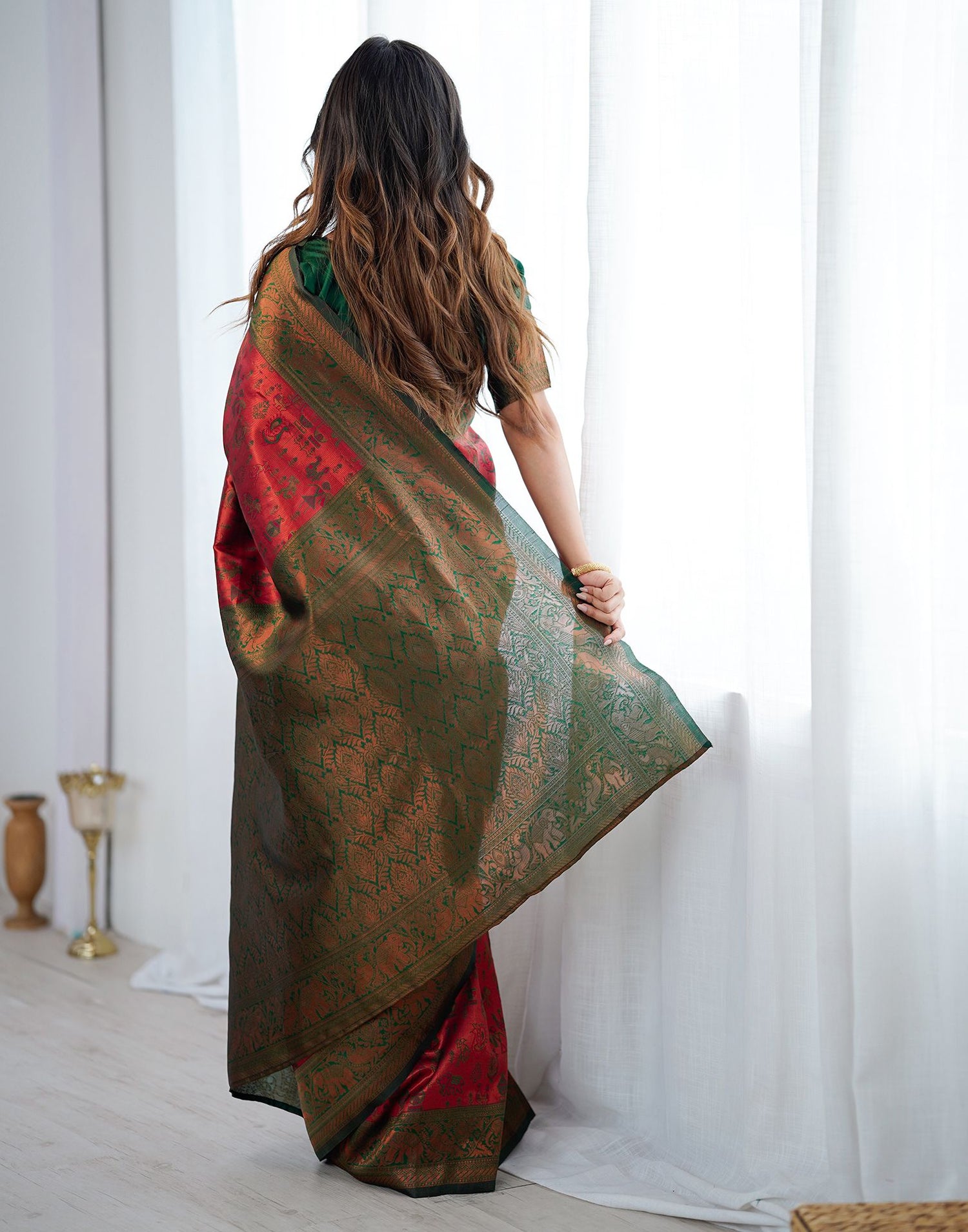 Red Silk Woven Saree