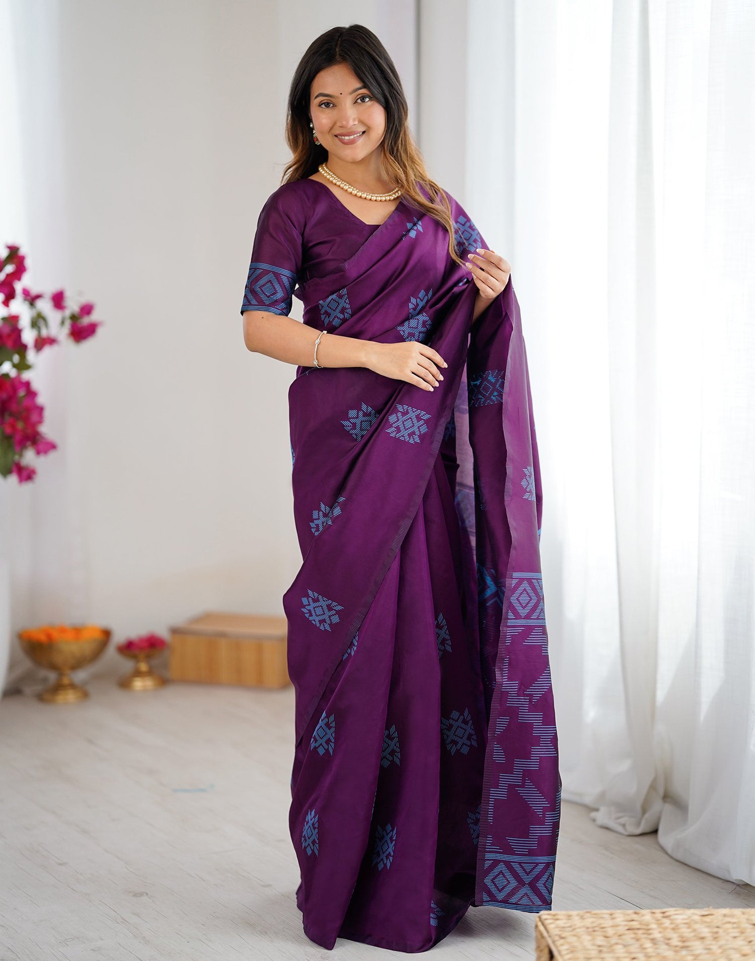 Purple Silk Woven Saree