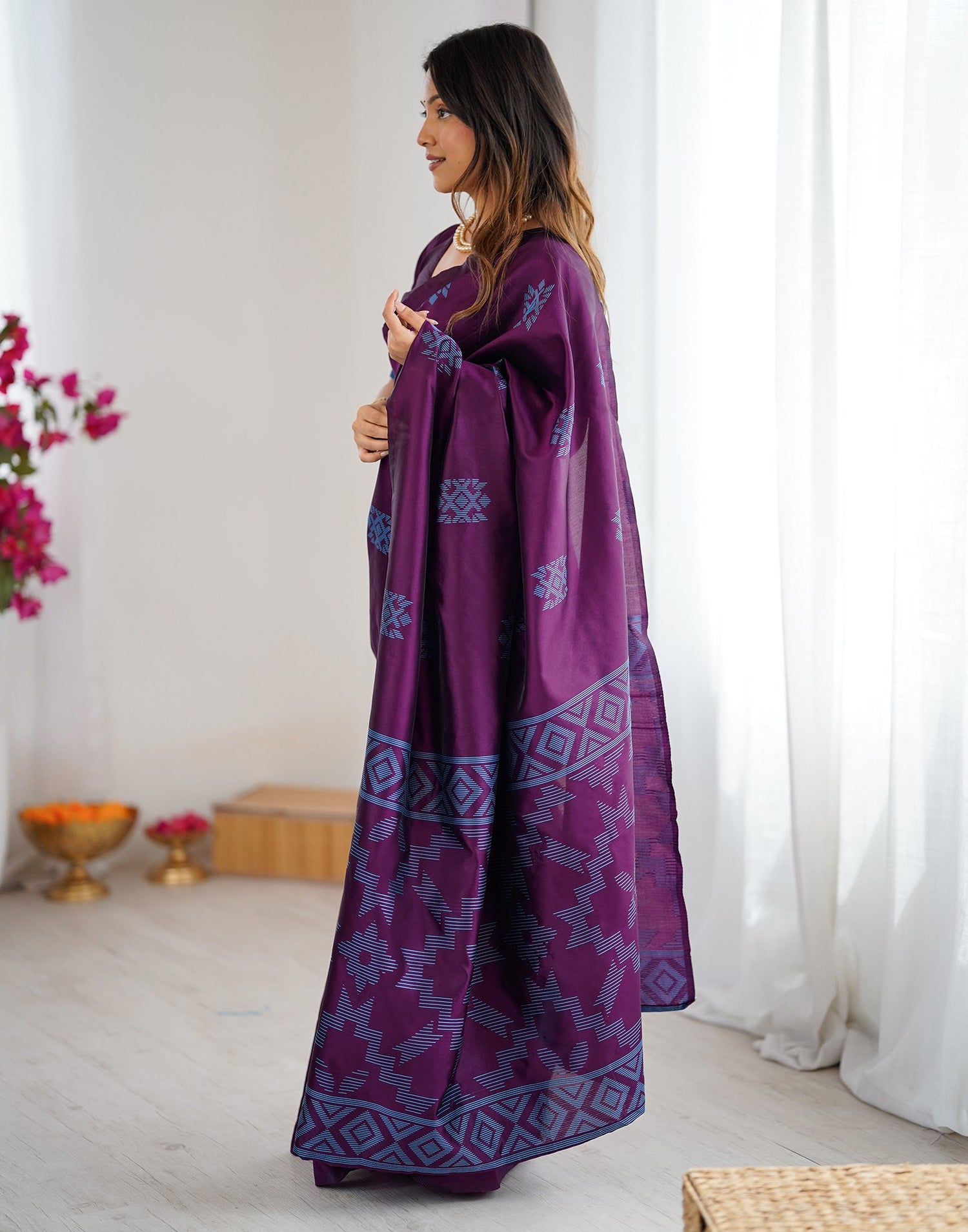 Purple Silk Woven Saree