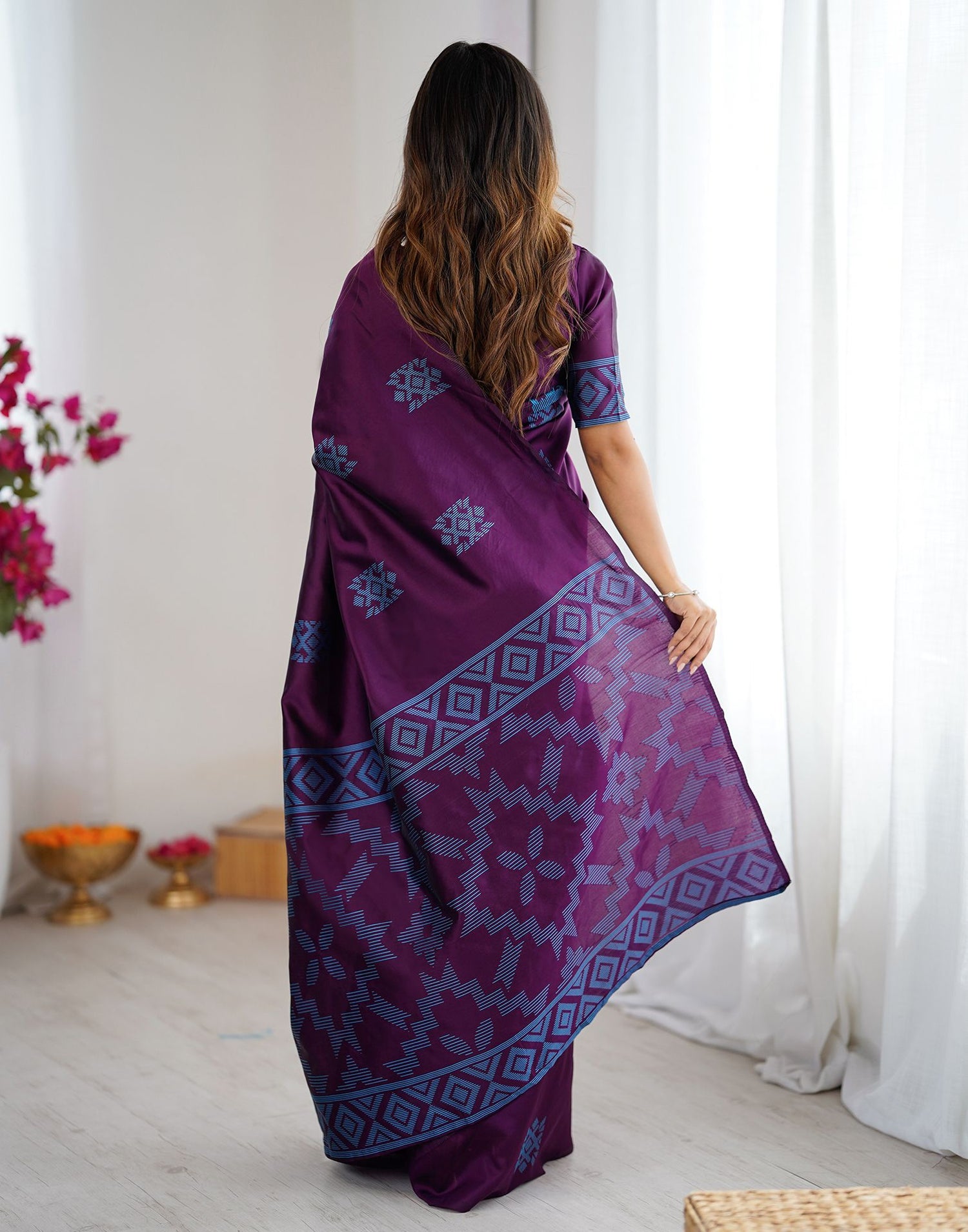 Purple Silk Woven Saree