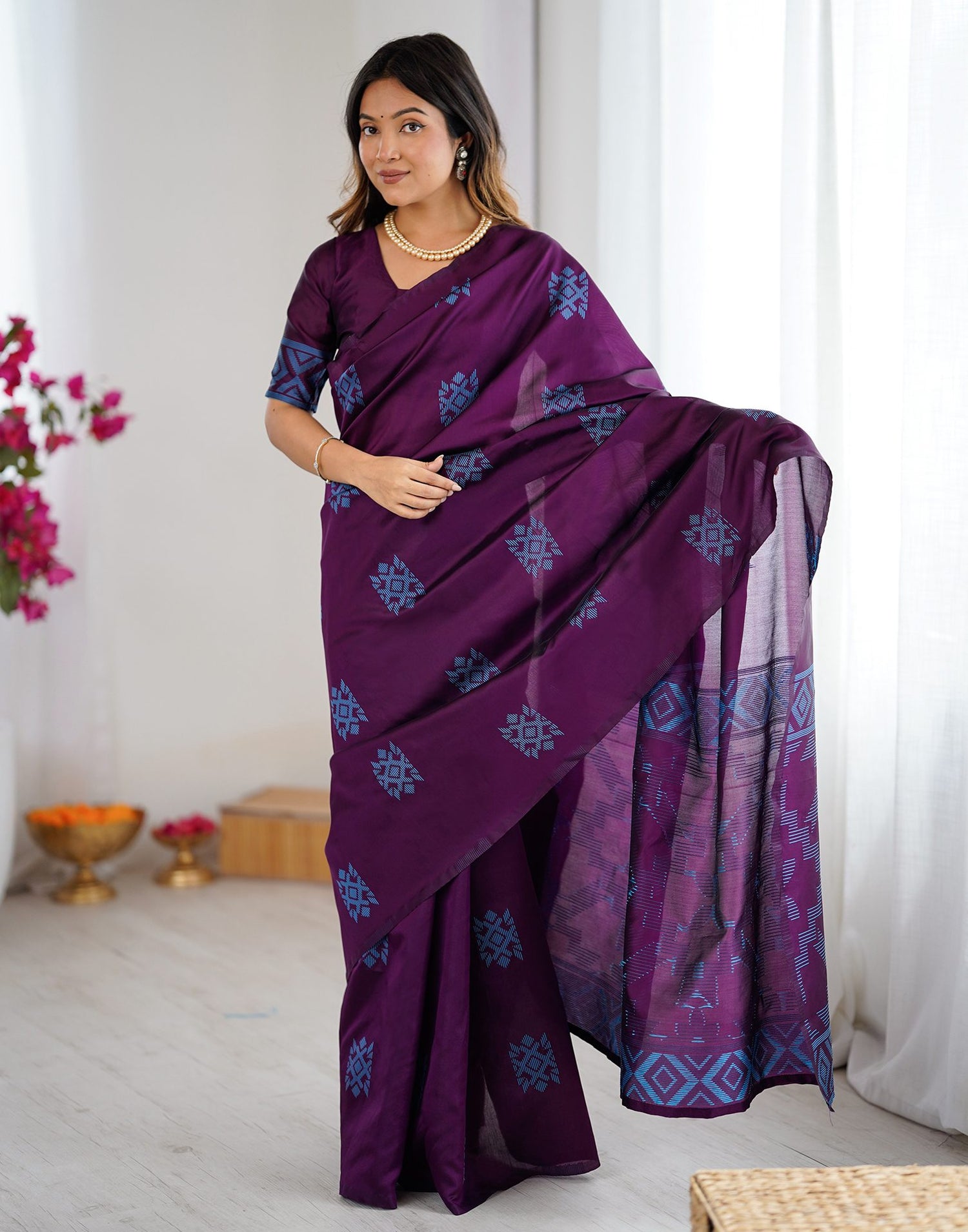 Purple Silk Woven Saree