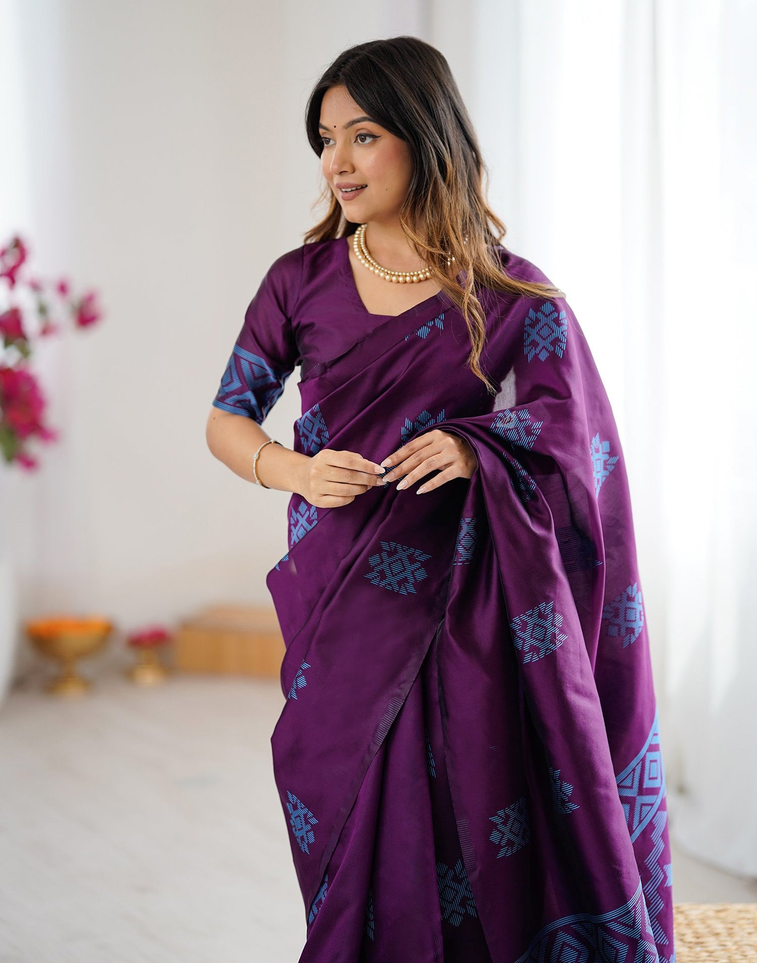 Purple Silk Woven Saree