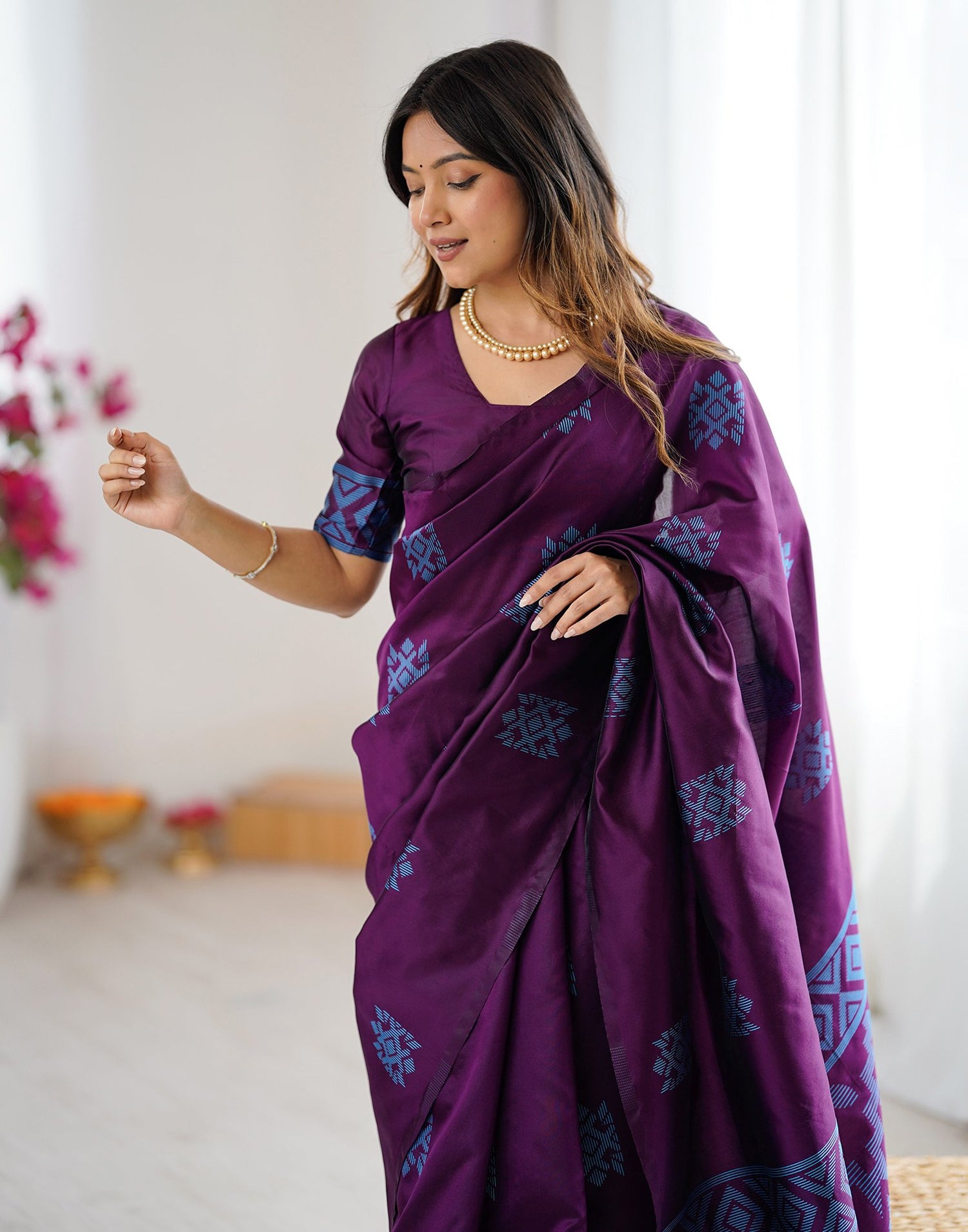 Purple Silk Woven Saree