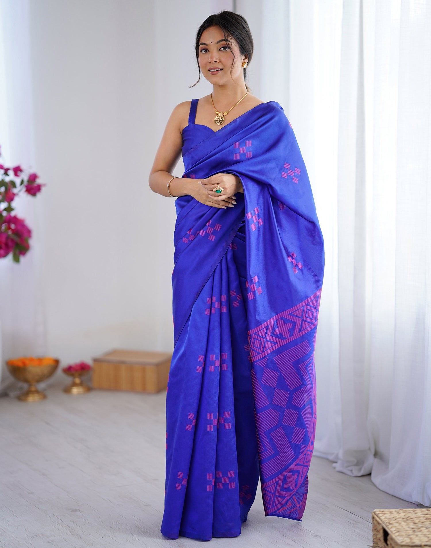 Blue Silk Woven Saree