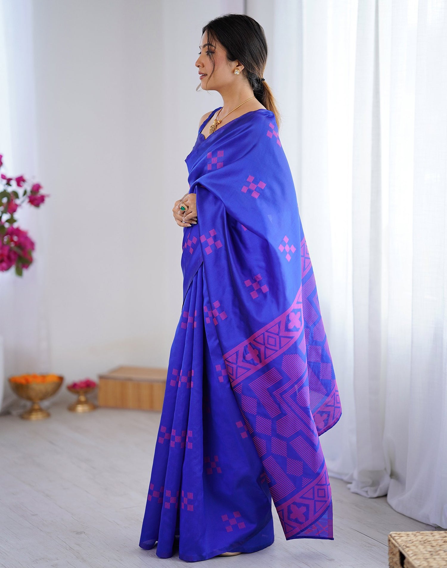 Blue Silk Woven Saree