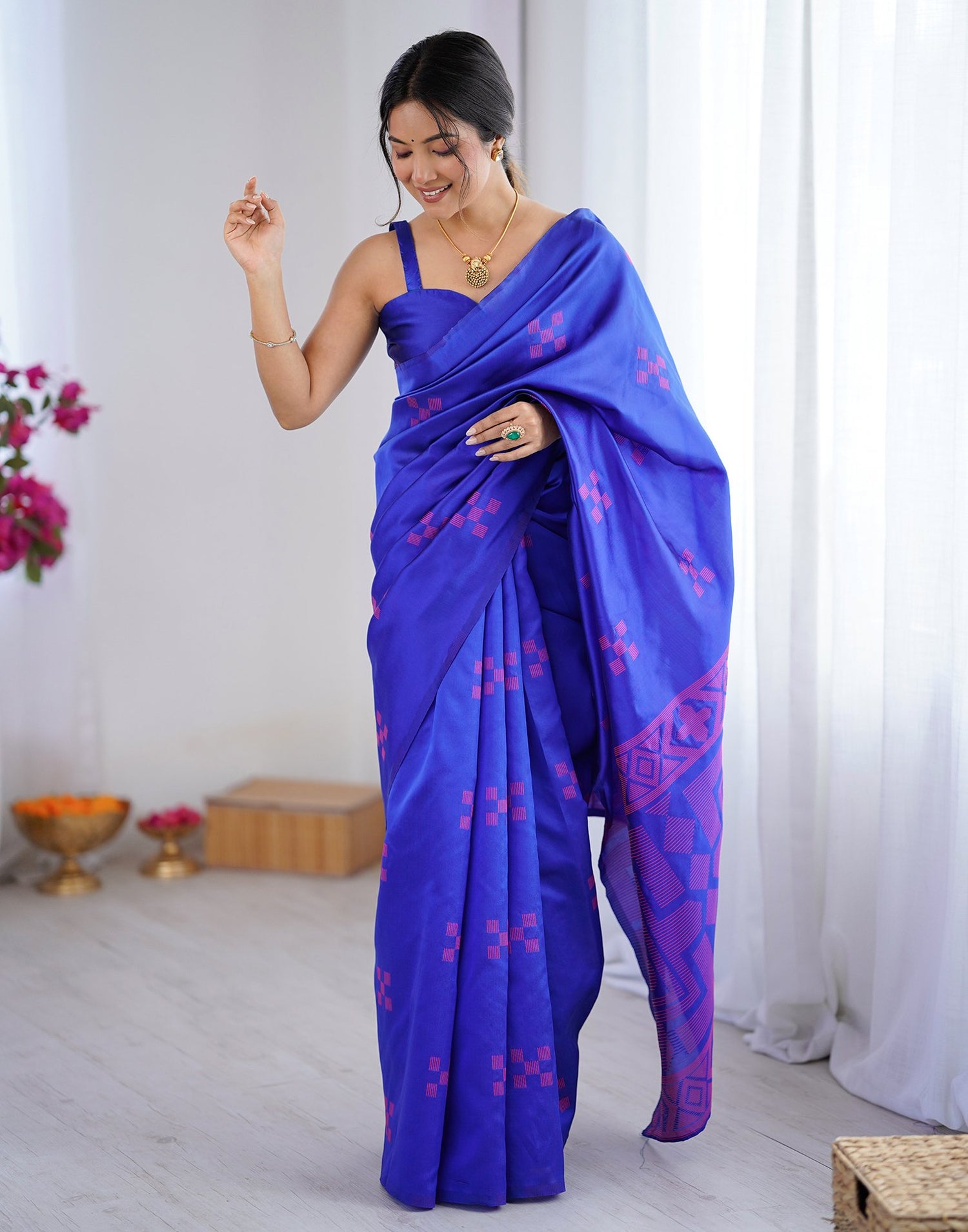 Blue Silk Woven Saree