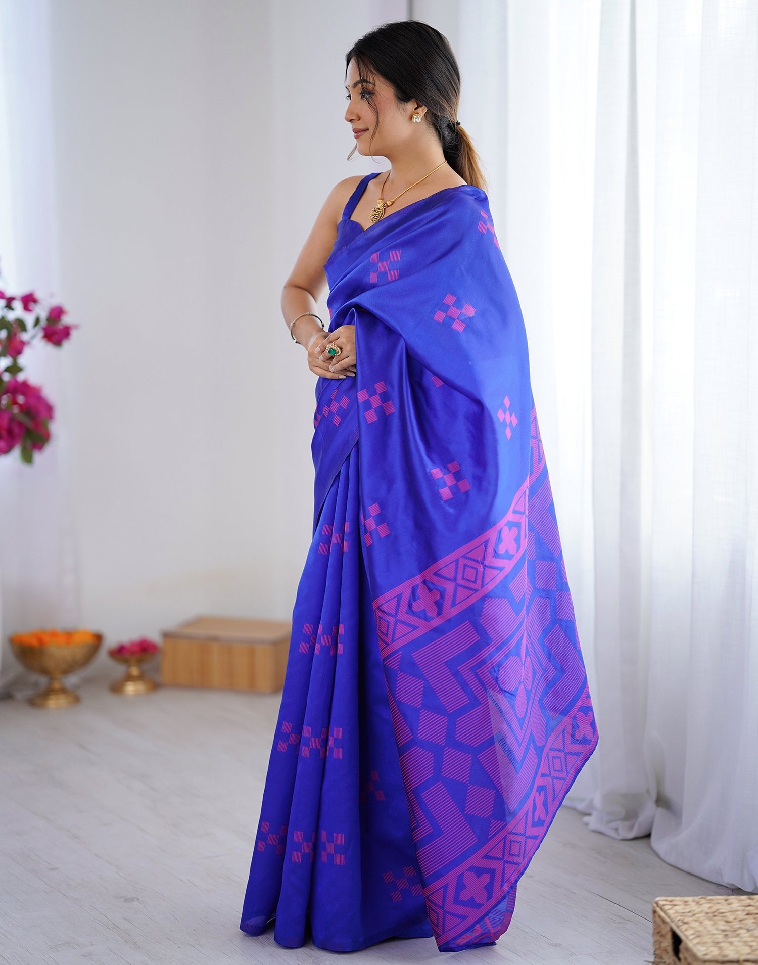 Blue Silk Woven Saree