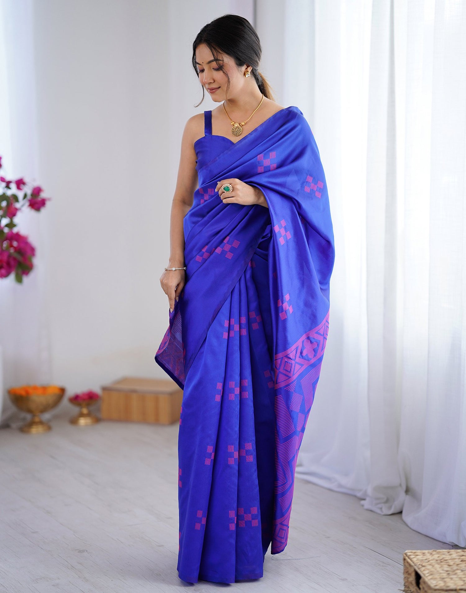 Blue Silk Woven Saree