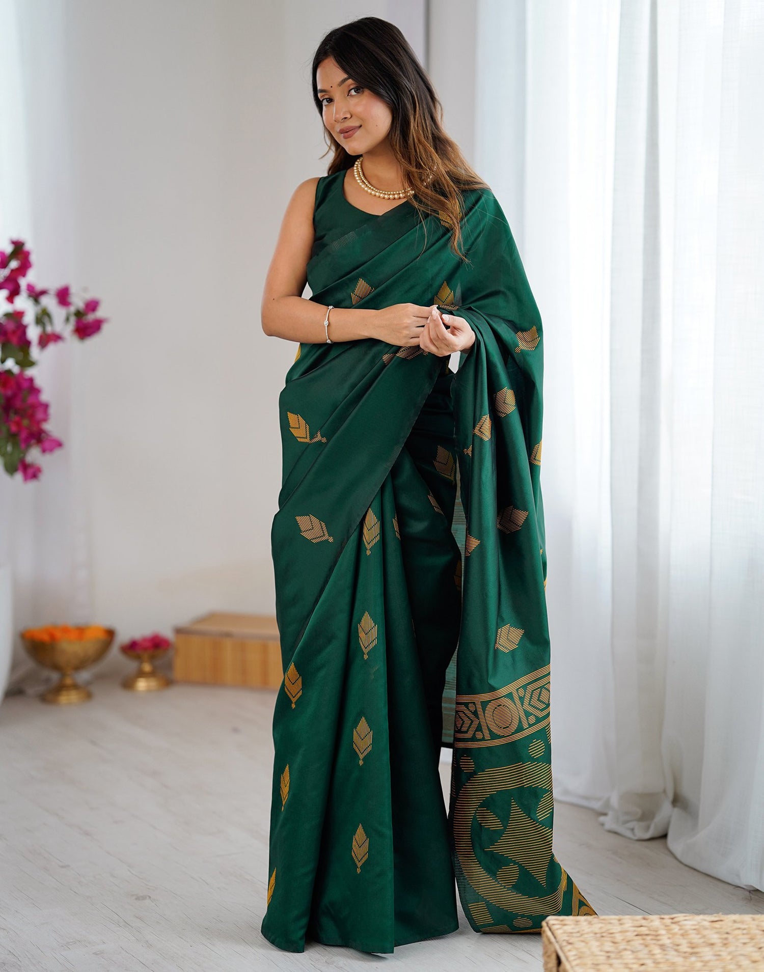 Green Silk Woven Saree