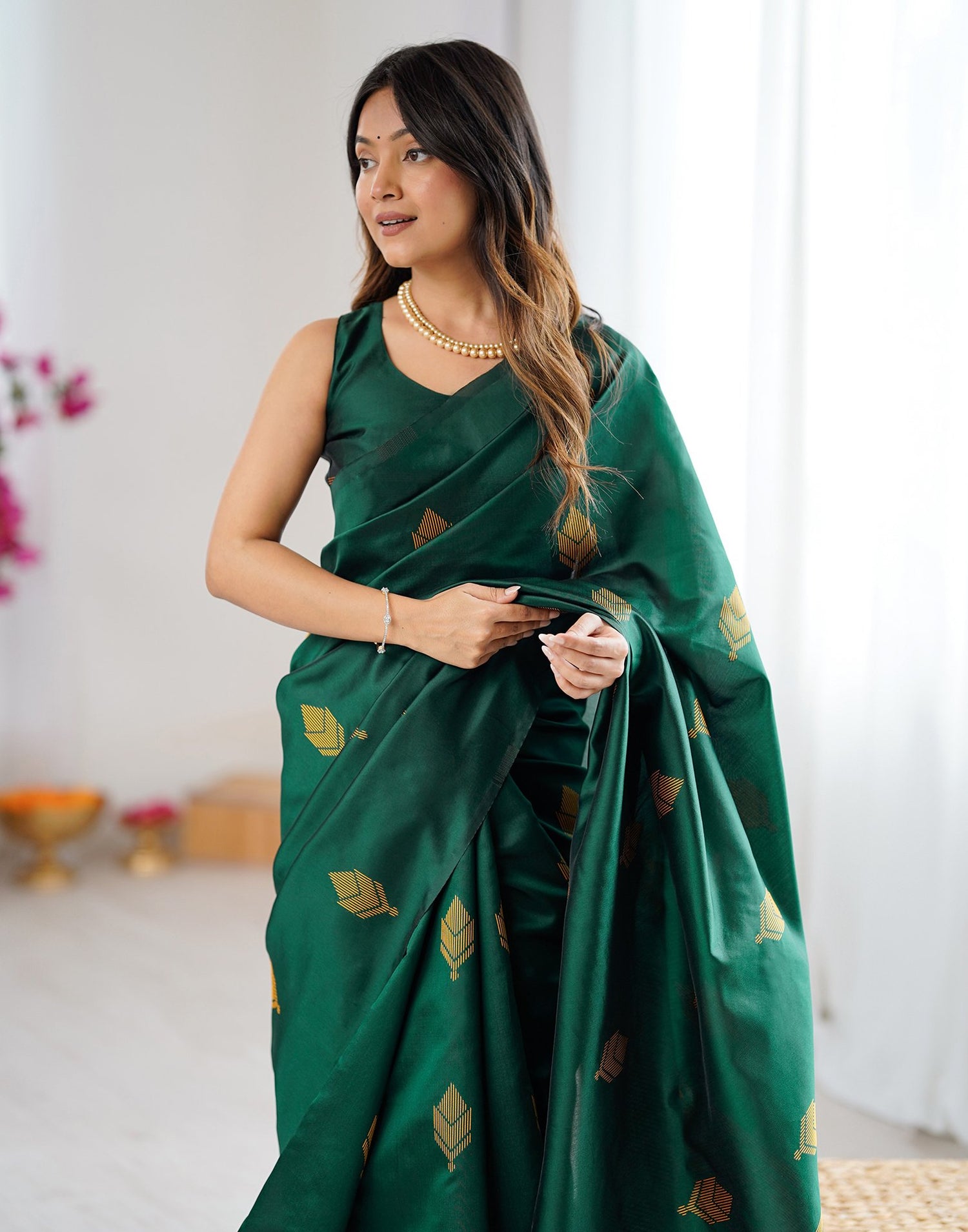 Green Silk Woven Saree