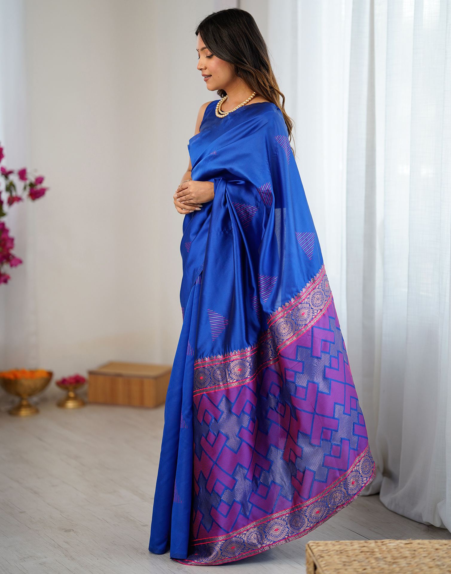 Blue Silk Woven Saree