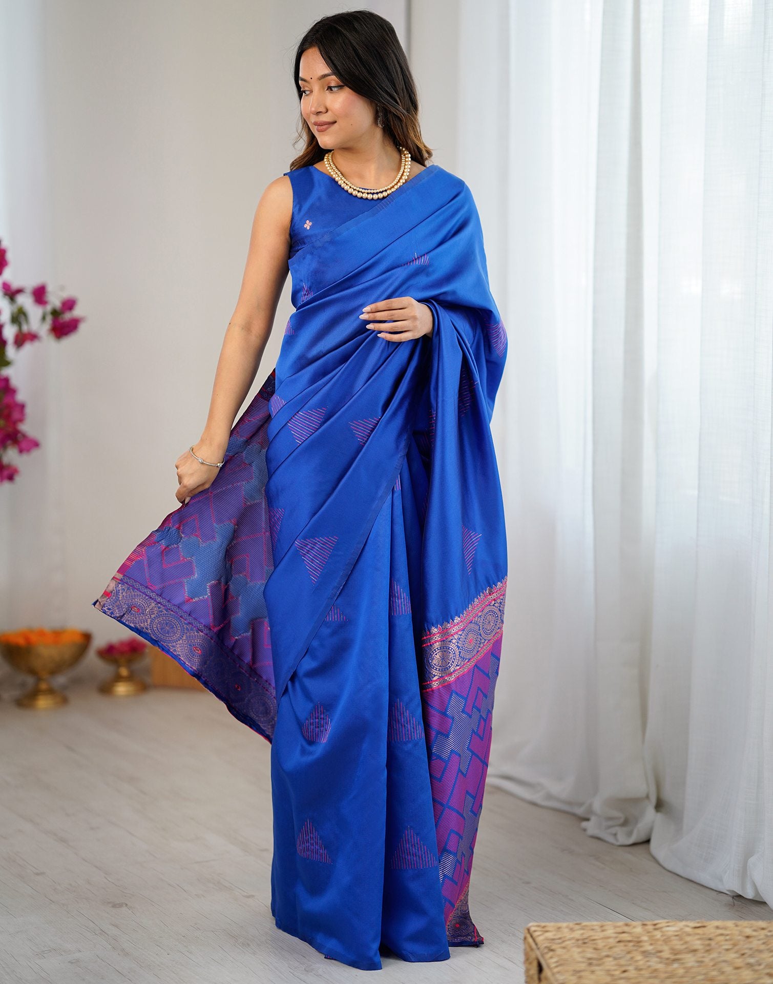 Blue Silk Woven Saree