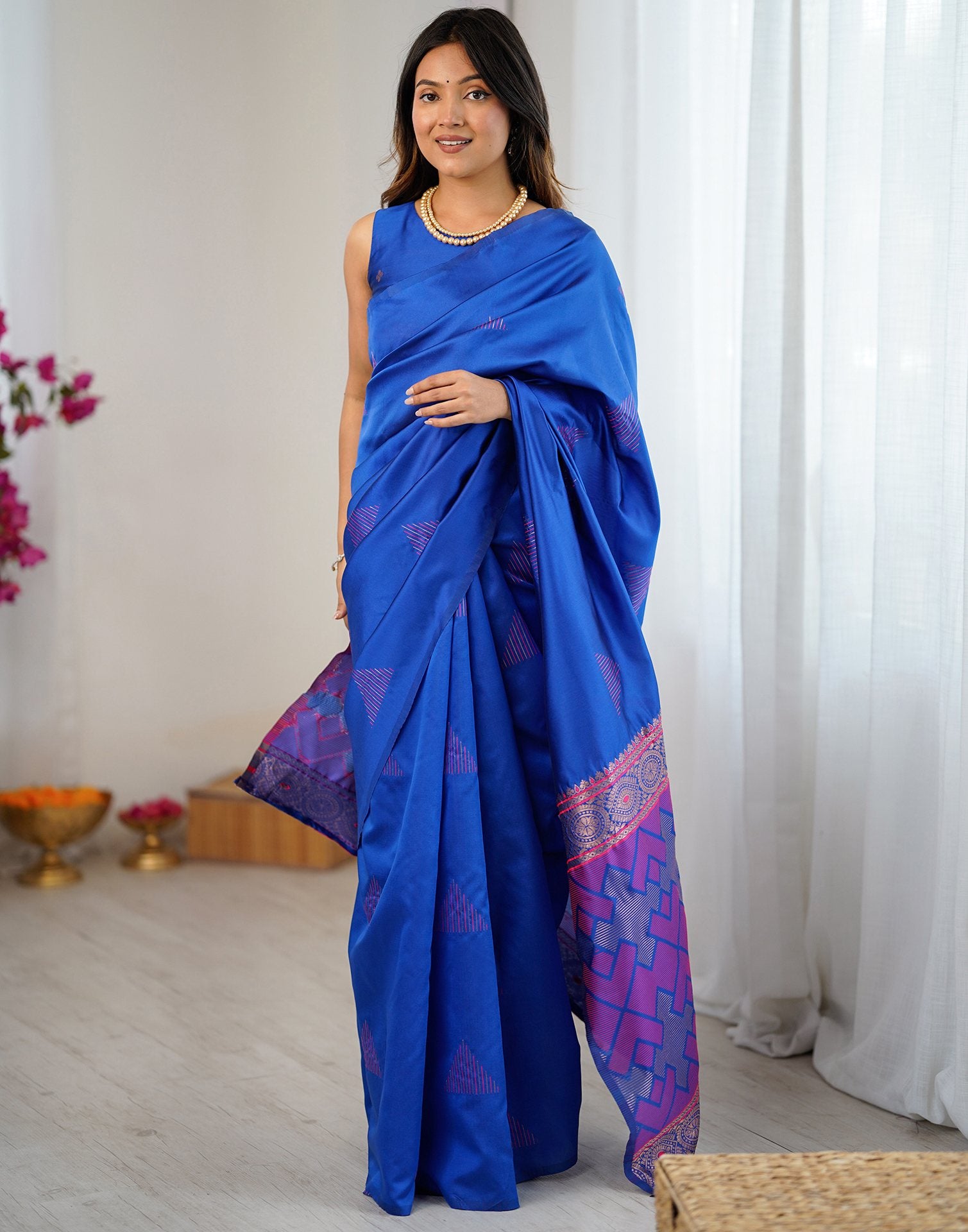 Blue Silk Woven Saree