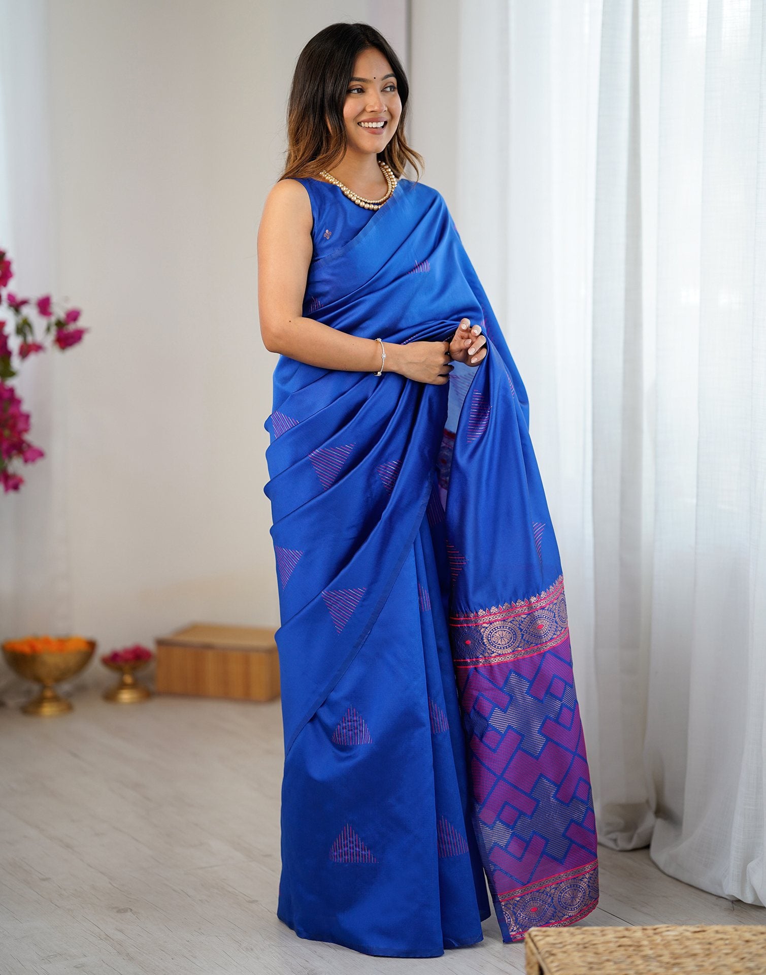 Blue Silk Woven Saree