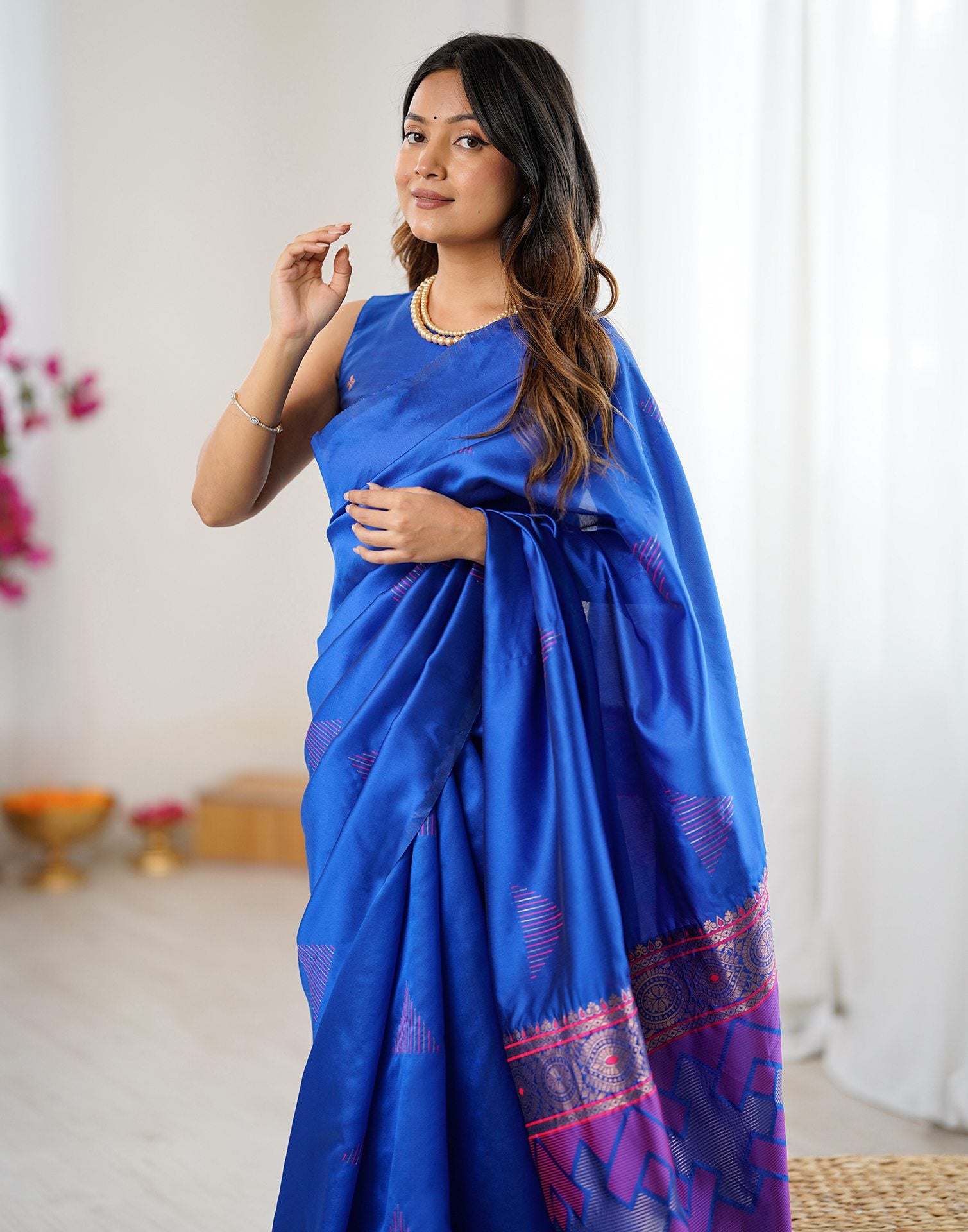 Blue Silk Woven Saree