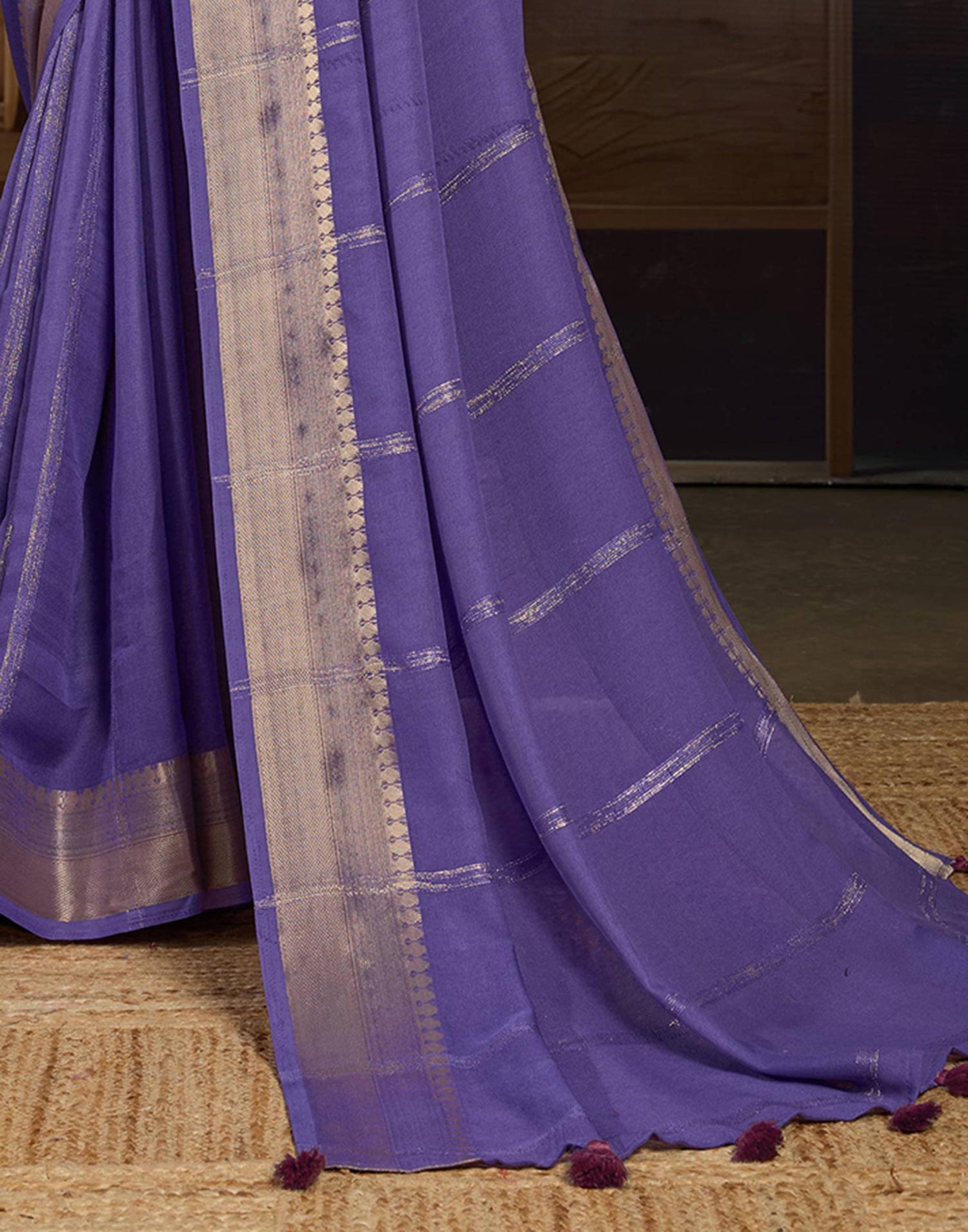 Violet Chiffon Woven Saree