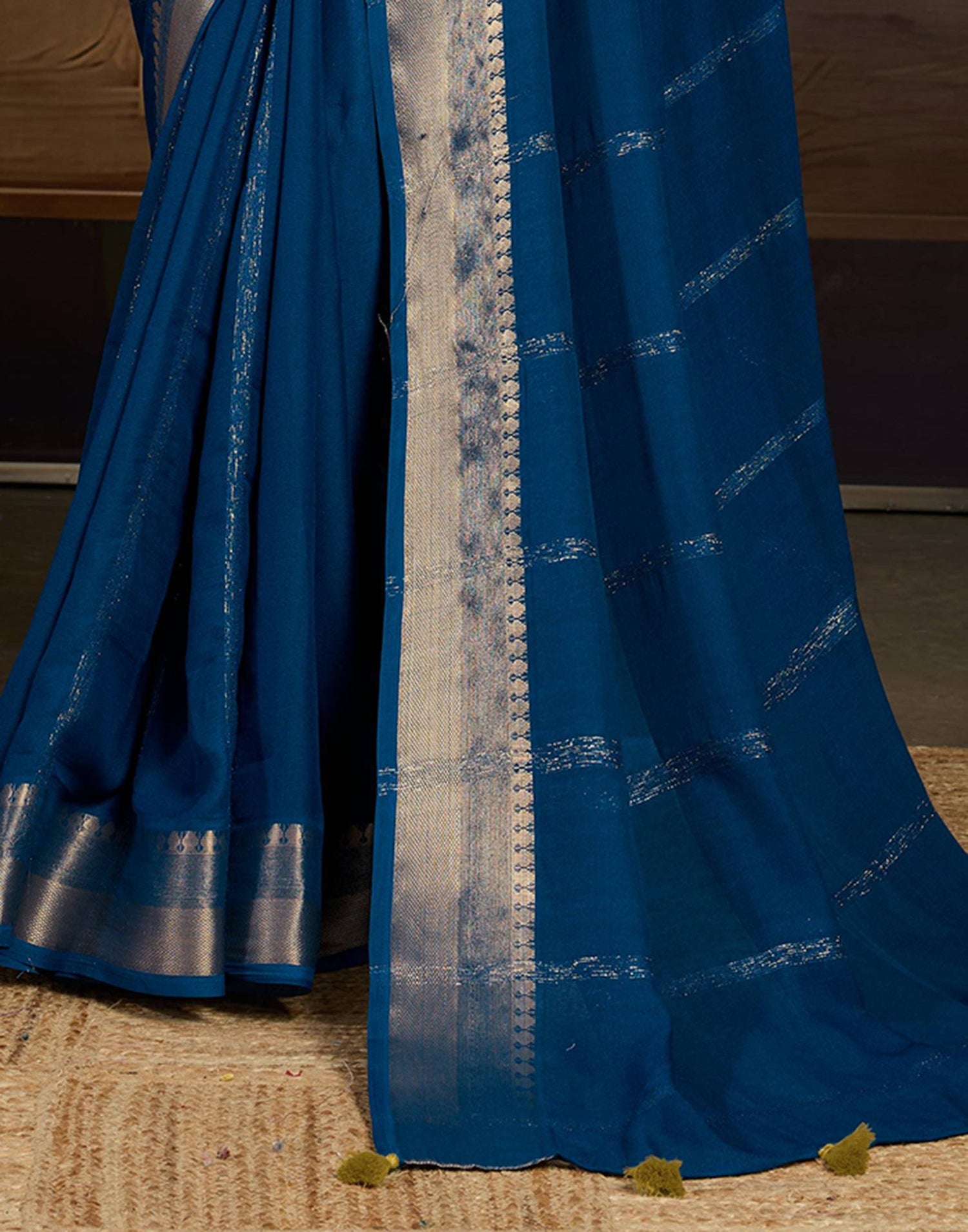 Blue Chiffon Woven Saree