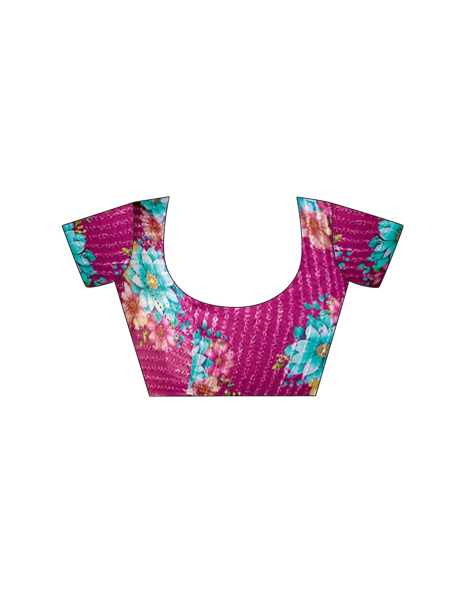 Rani Pink Chiffon Zari Stripe Saree