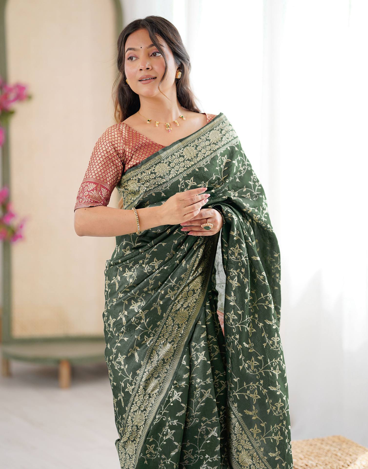 Green Silk Woven Saree