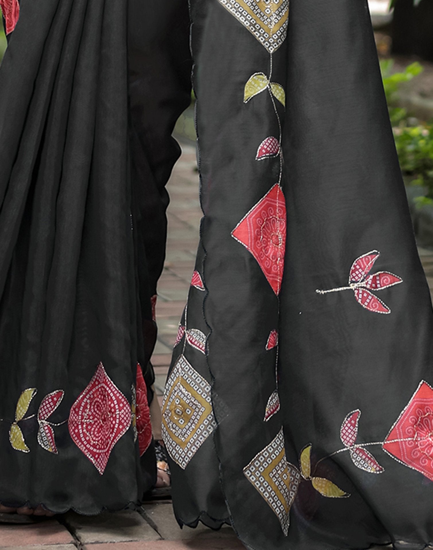 Black Cotton Printed Saree