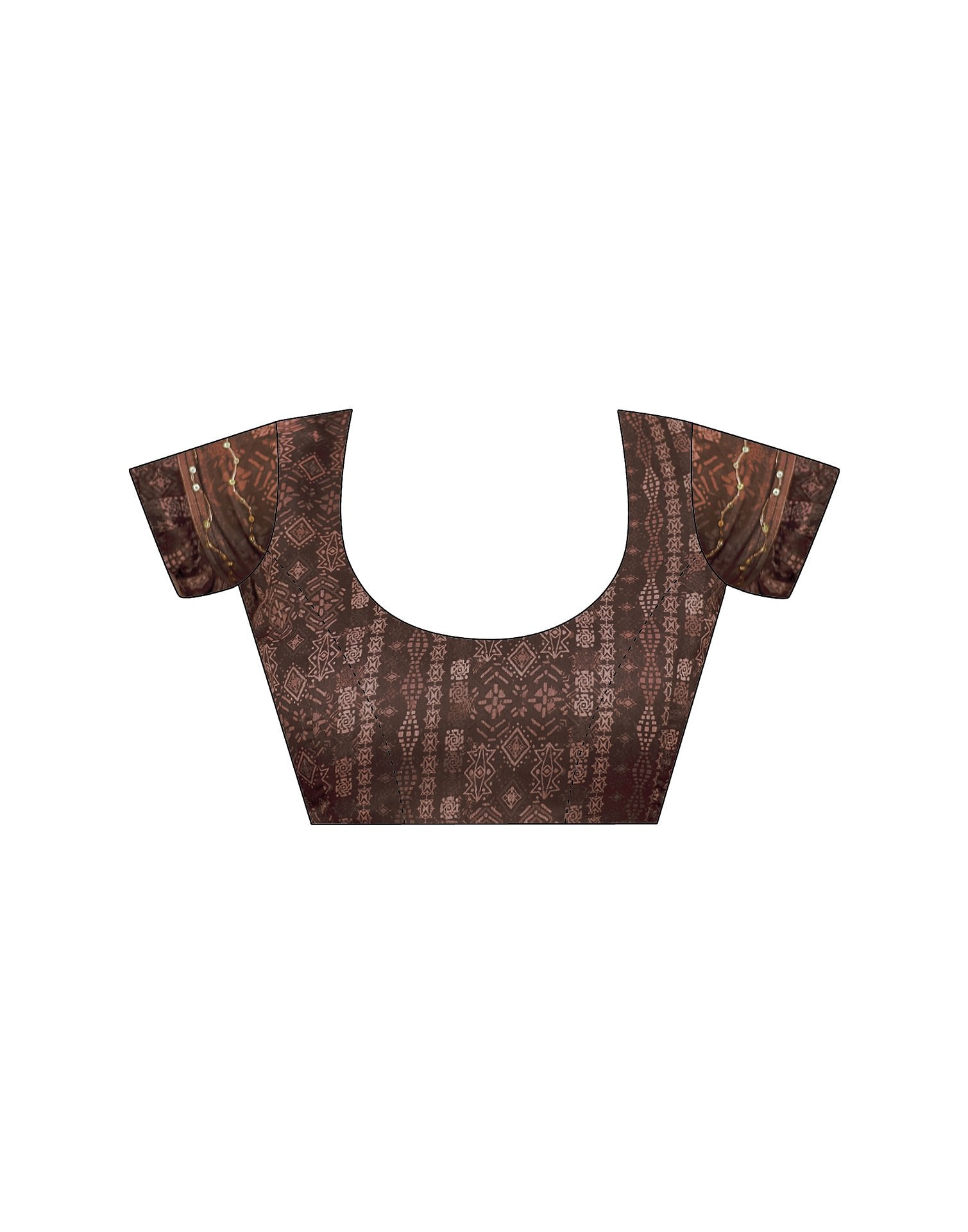 Brown Cotton Floral Printed Saree
