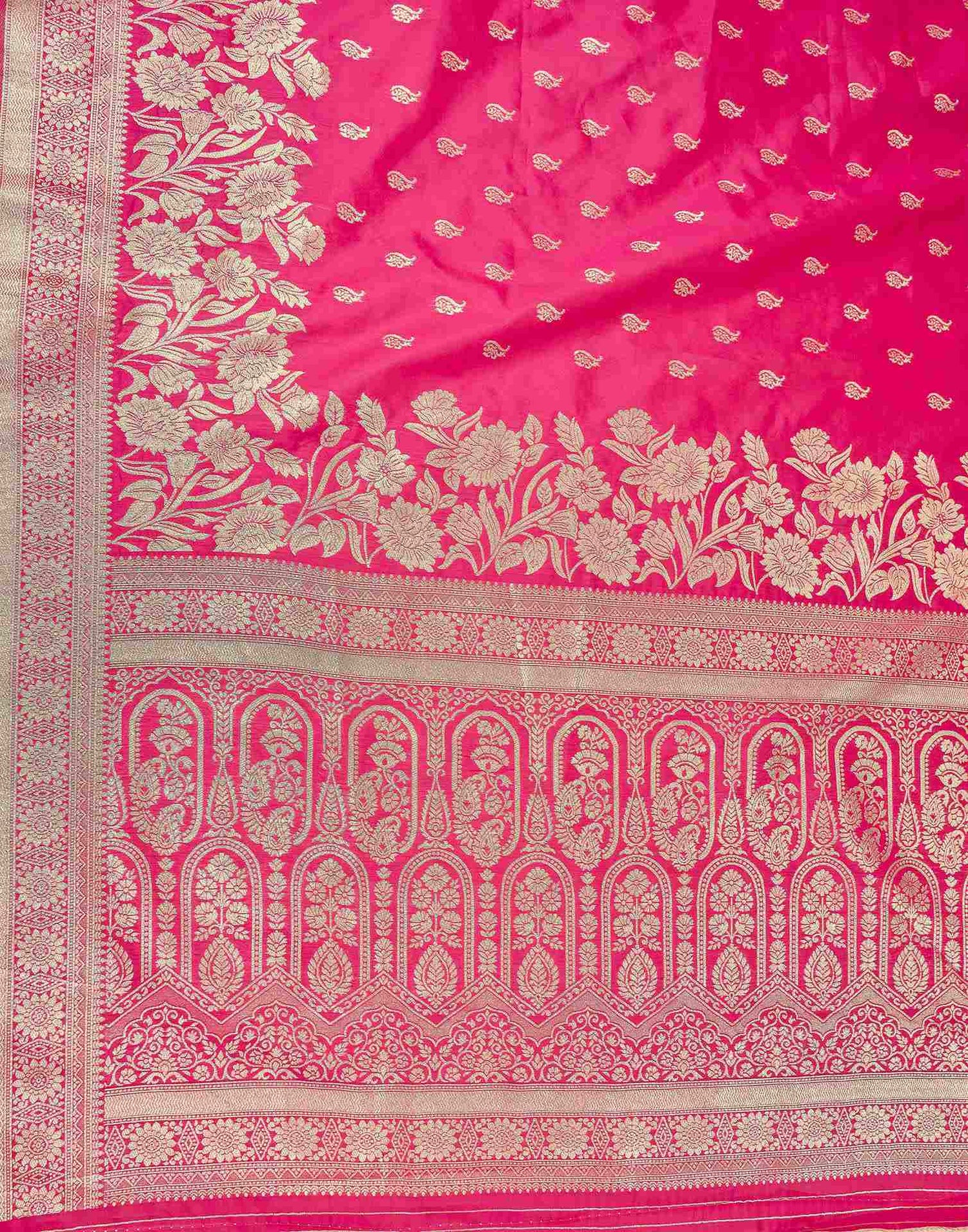 Rani Pink Silk Woven Saree