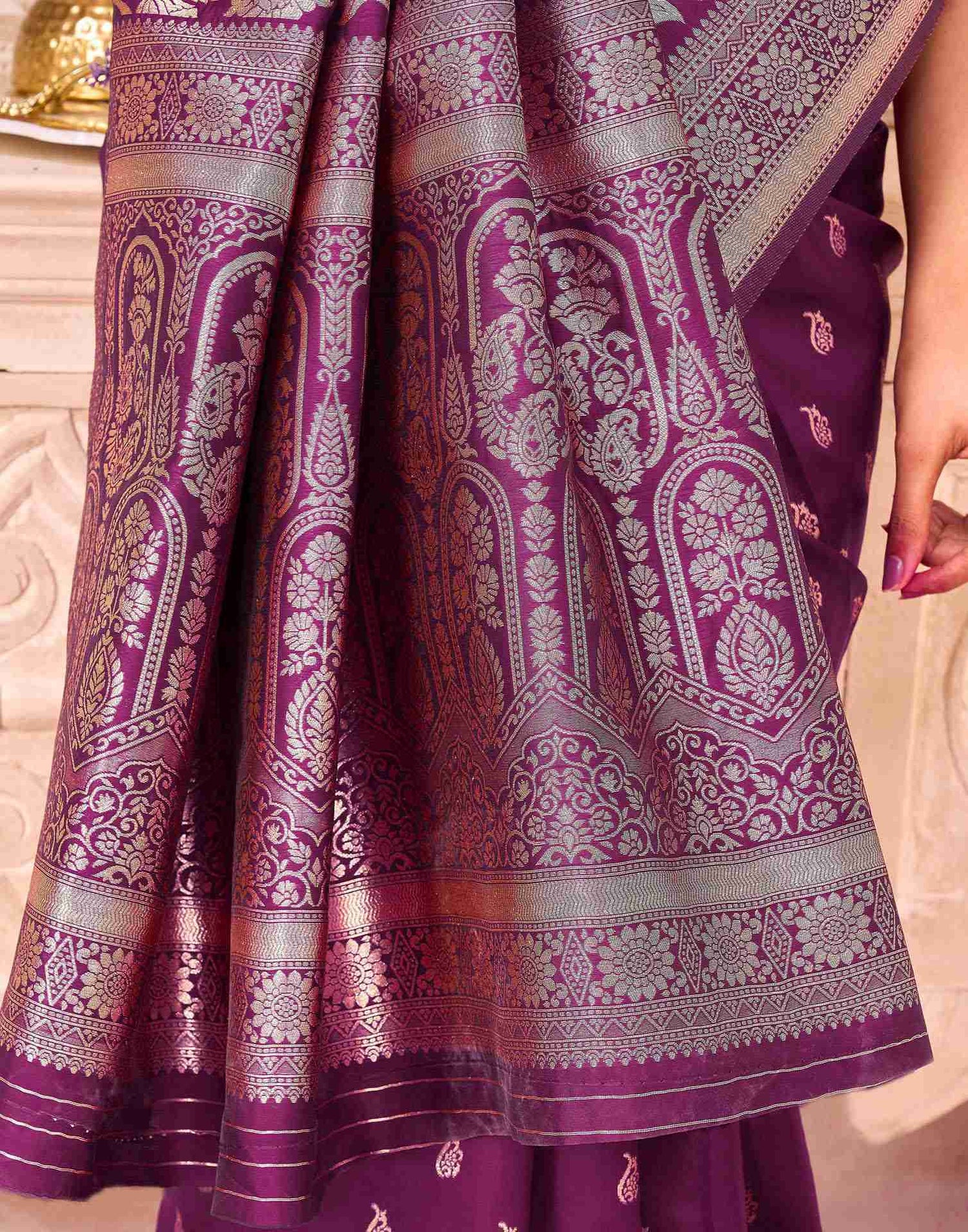 Dark Purple Silk Woven Saree