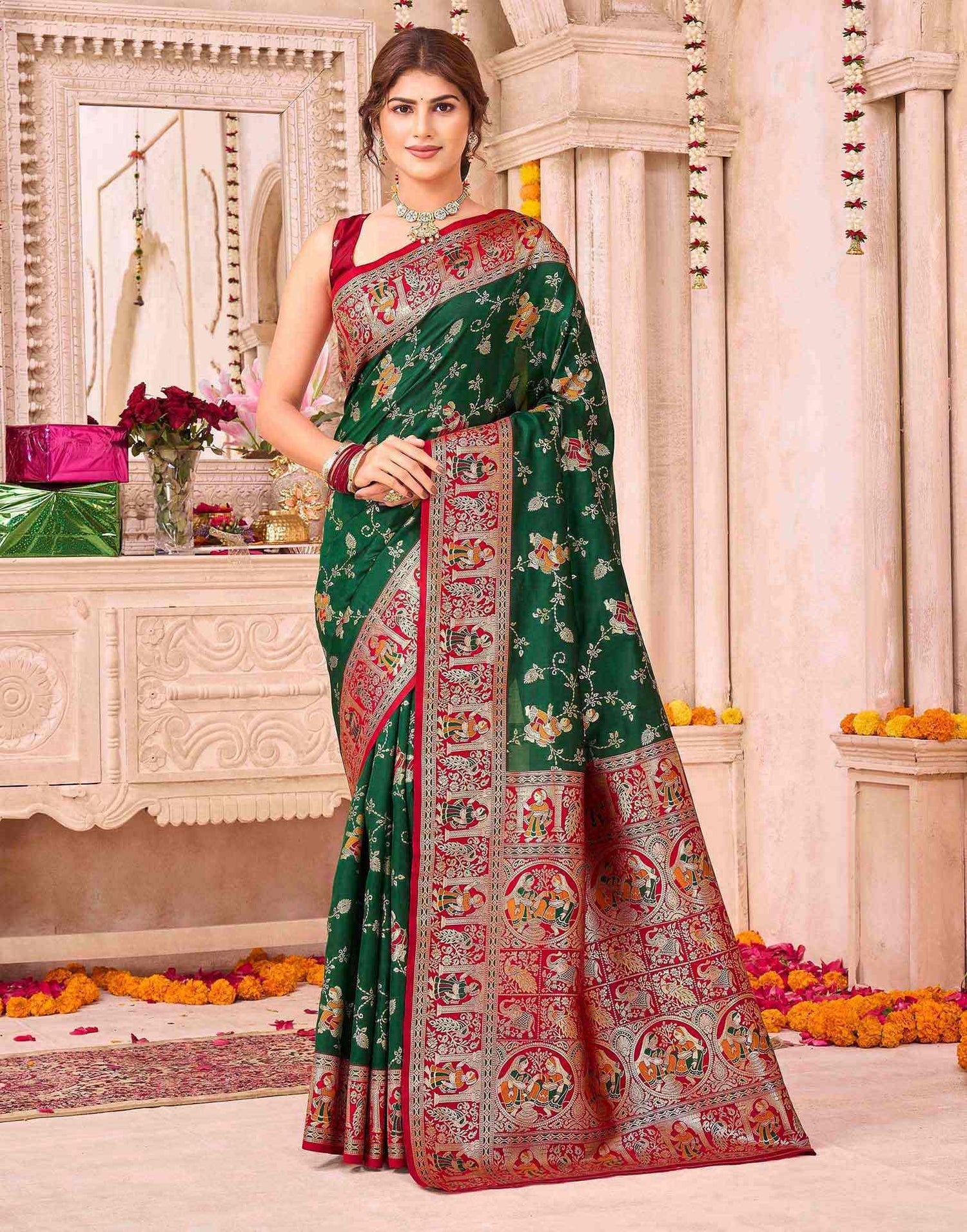 Green Silk Woven Saree