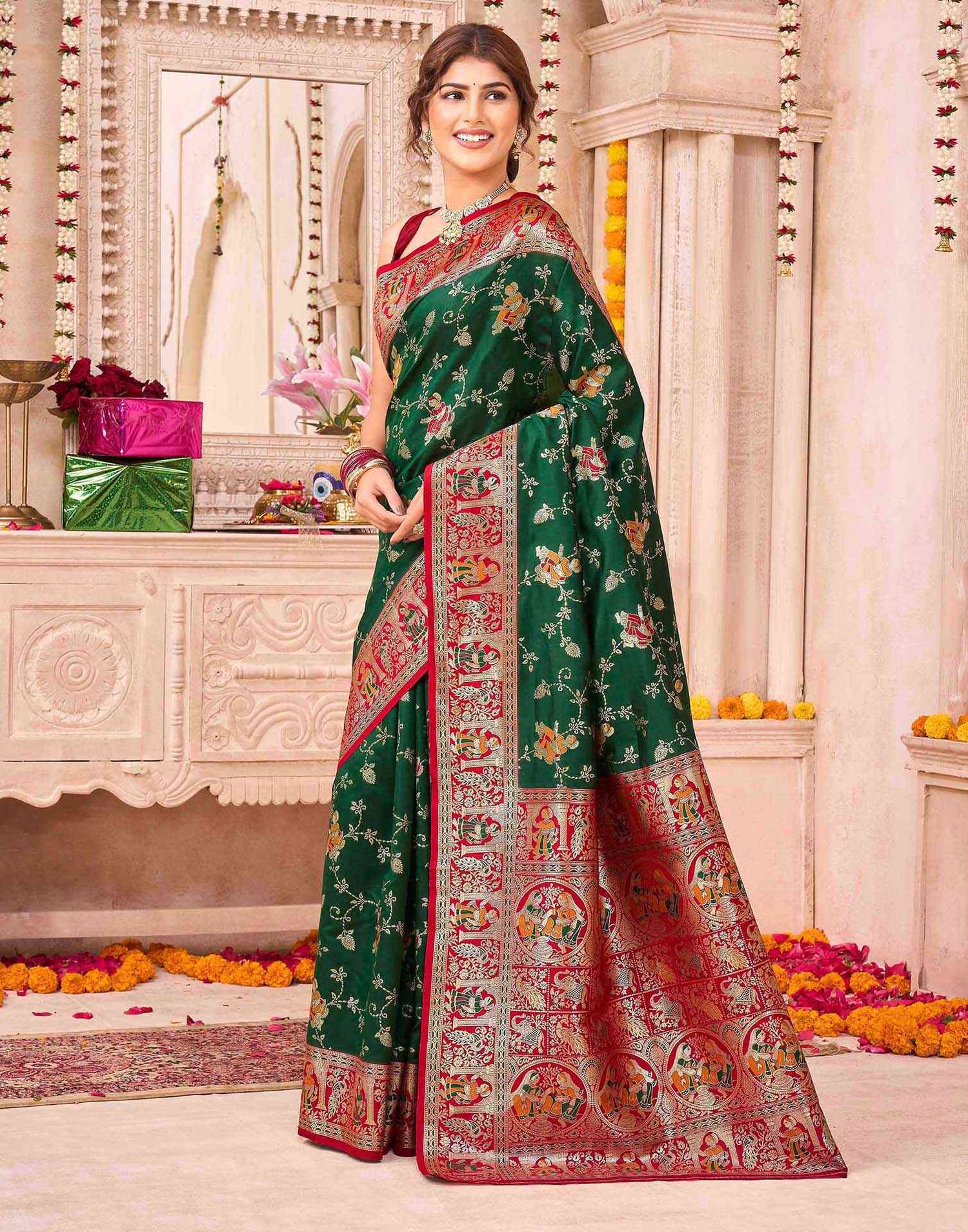 Green Silk Woven Saree