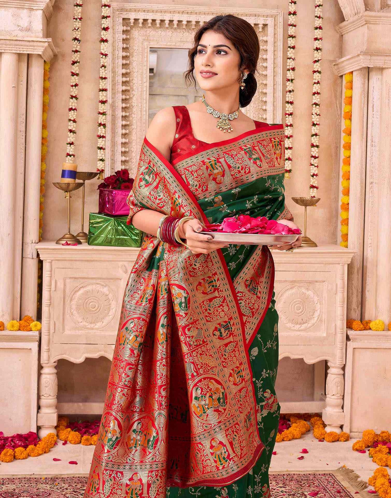 Green Silk Woven Saree