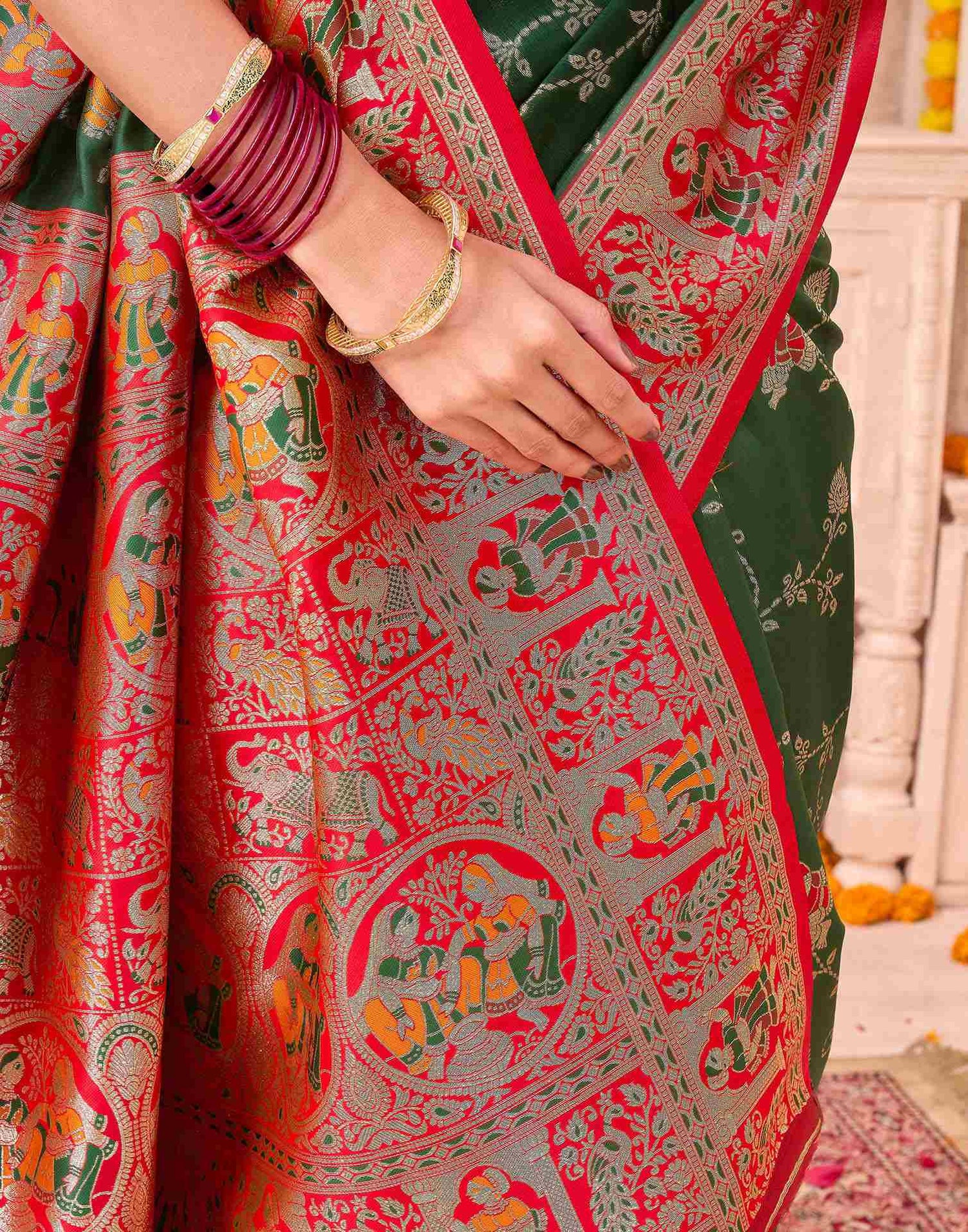 Green Silk Woven Saree