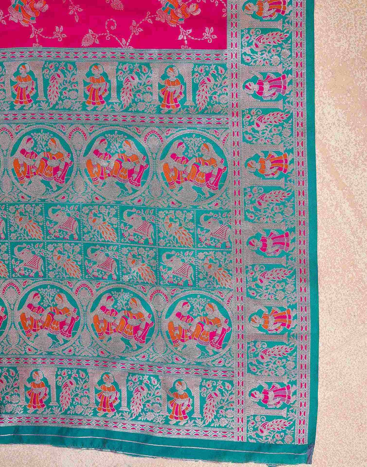 Dark Pink Silk Woven Saree