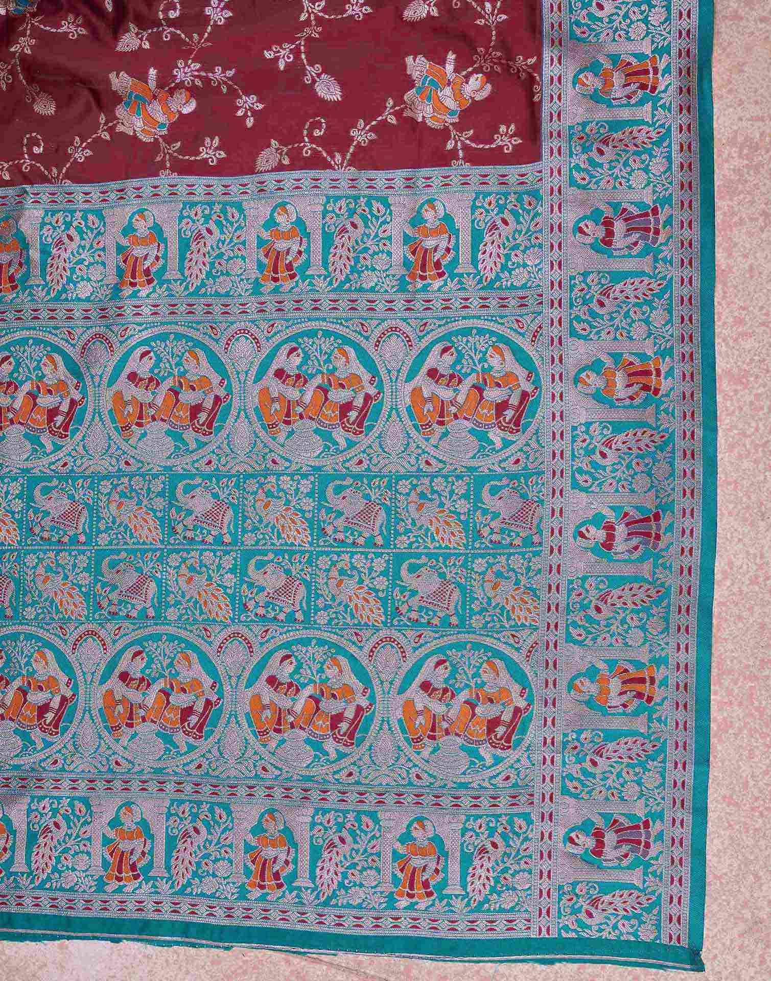 Maroon Silk Woven Saree