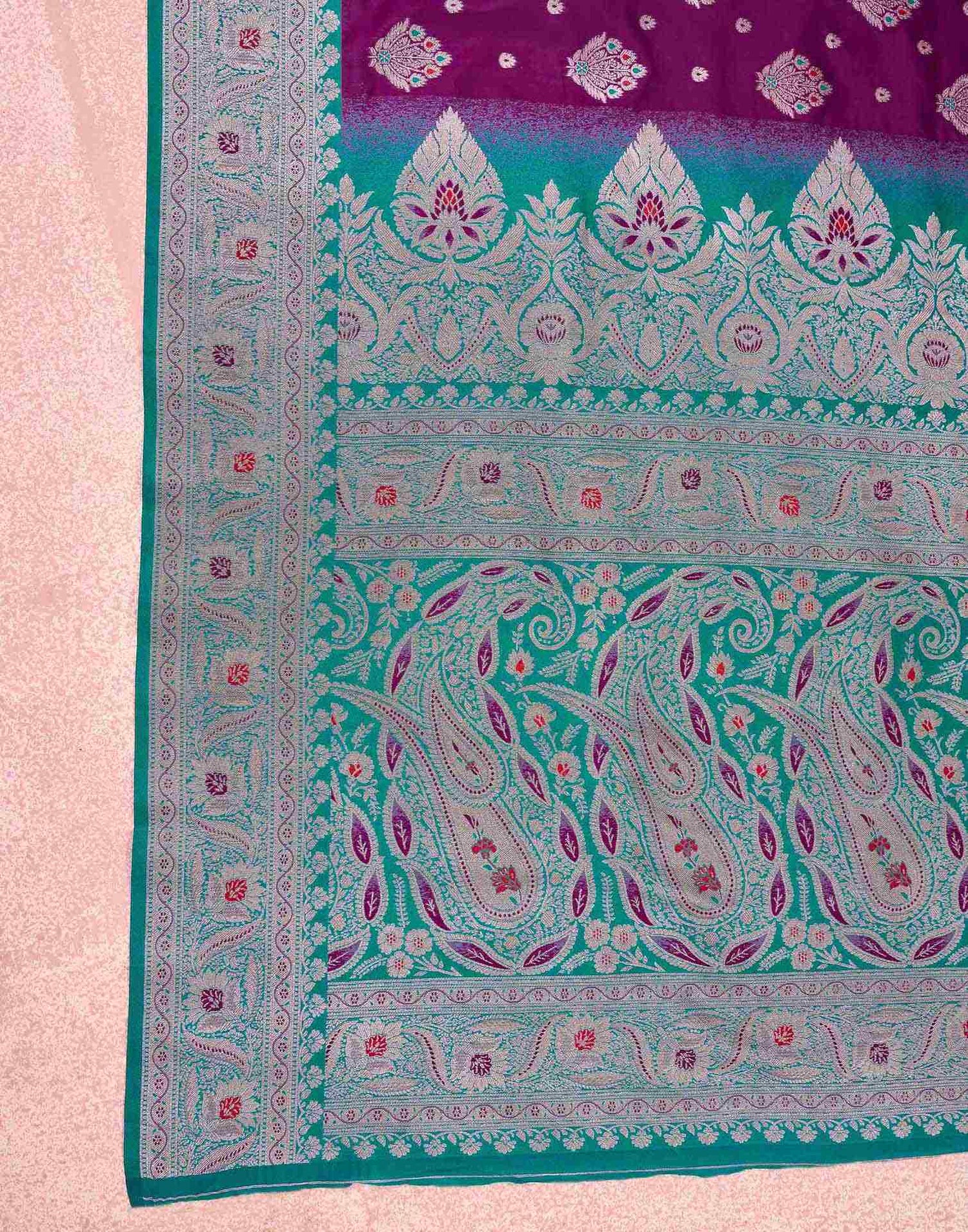 Wine Silk Woven Saree