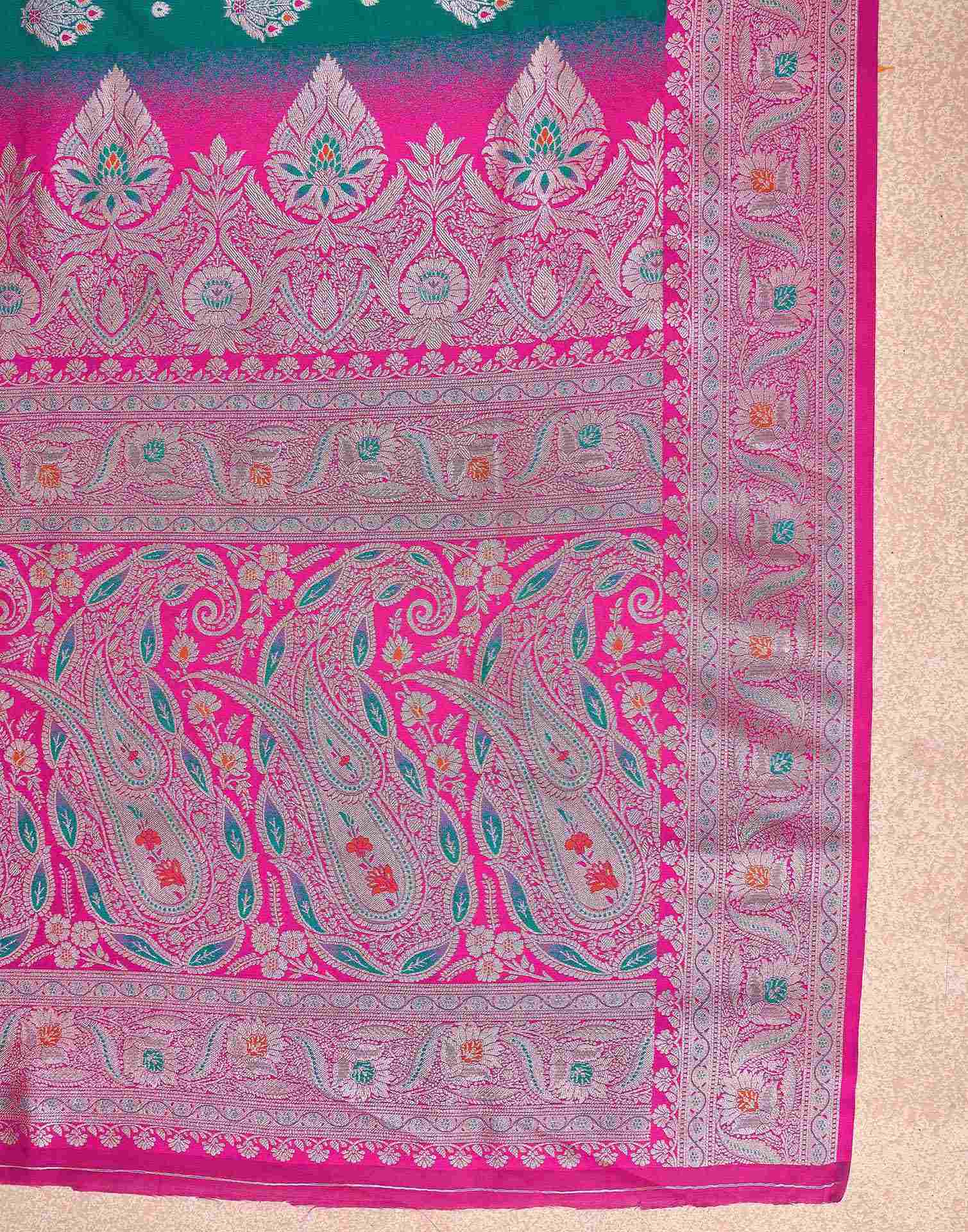 Teal Green Silk Woven Saree
