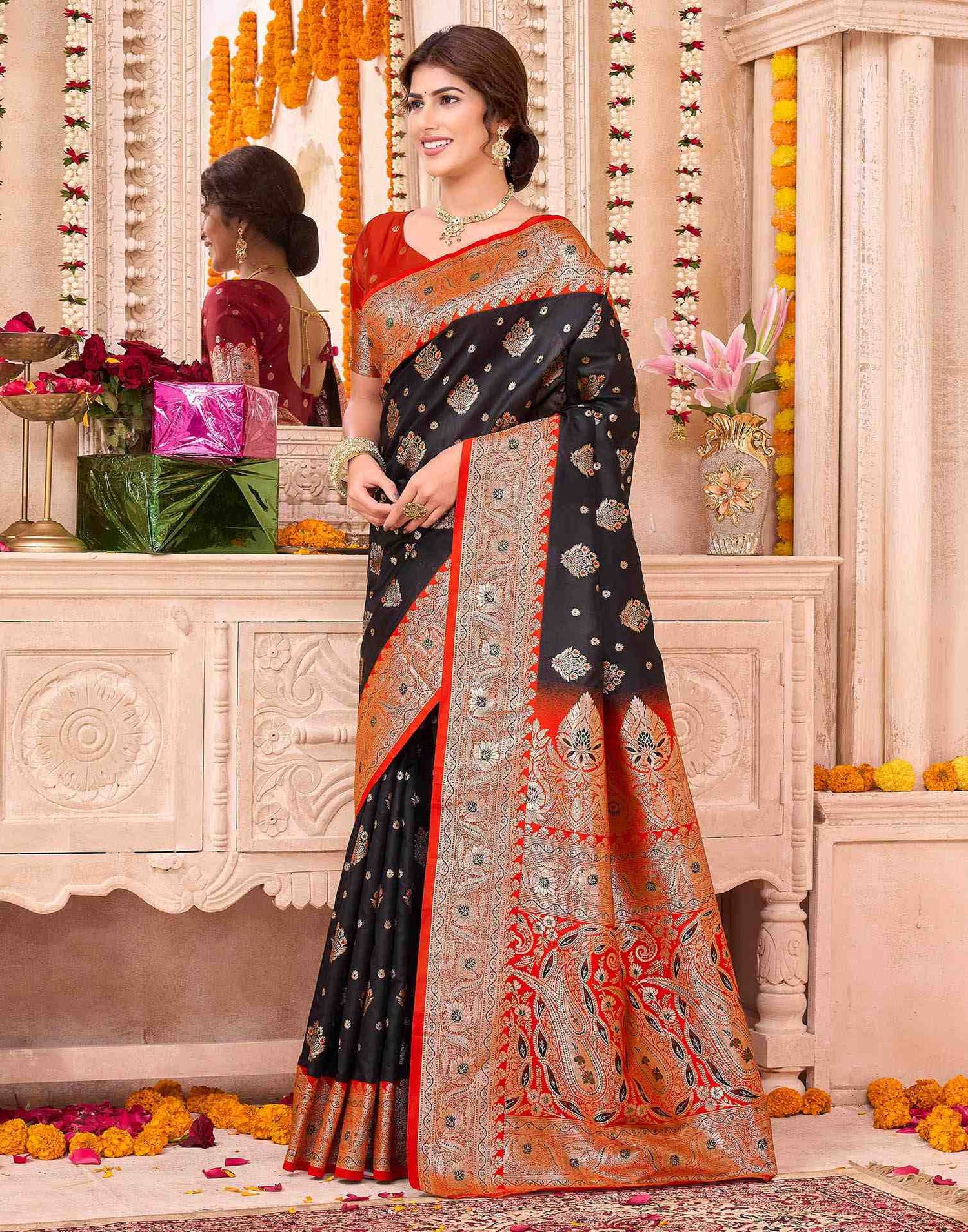 Black Silk Woven Saree