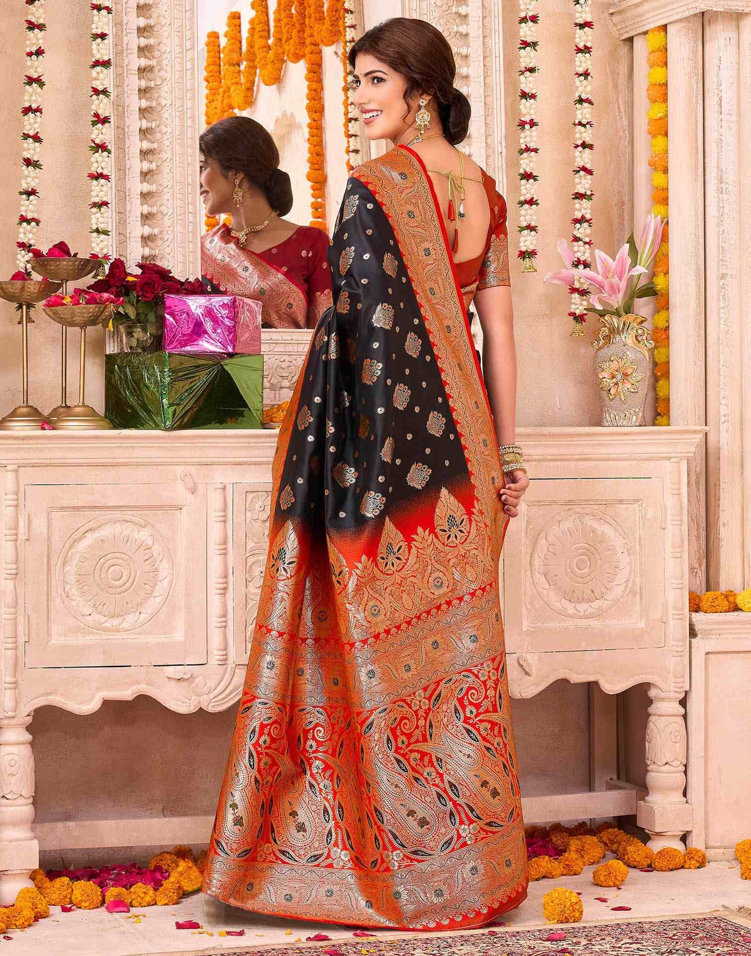 Black Silk Woven Saree