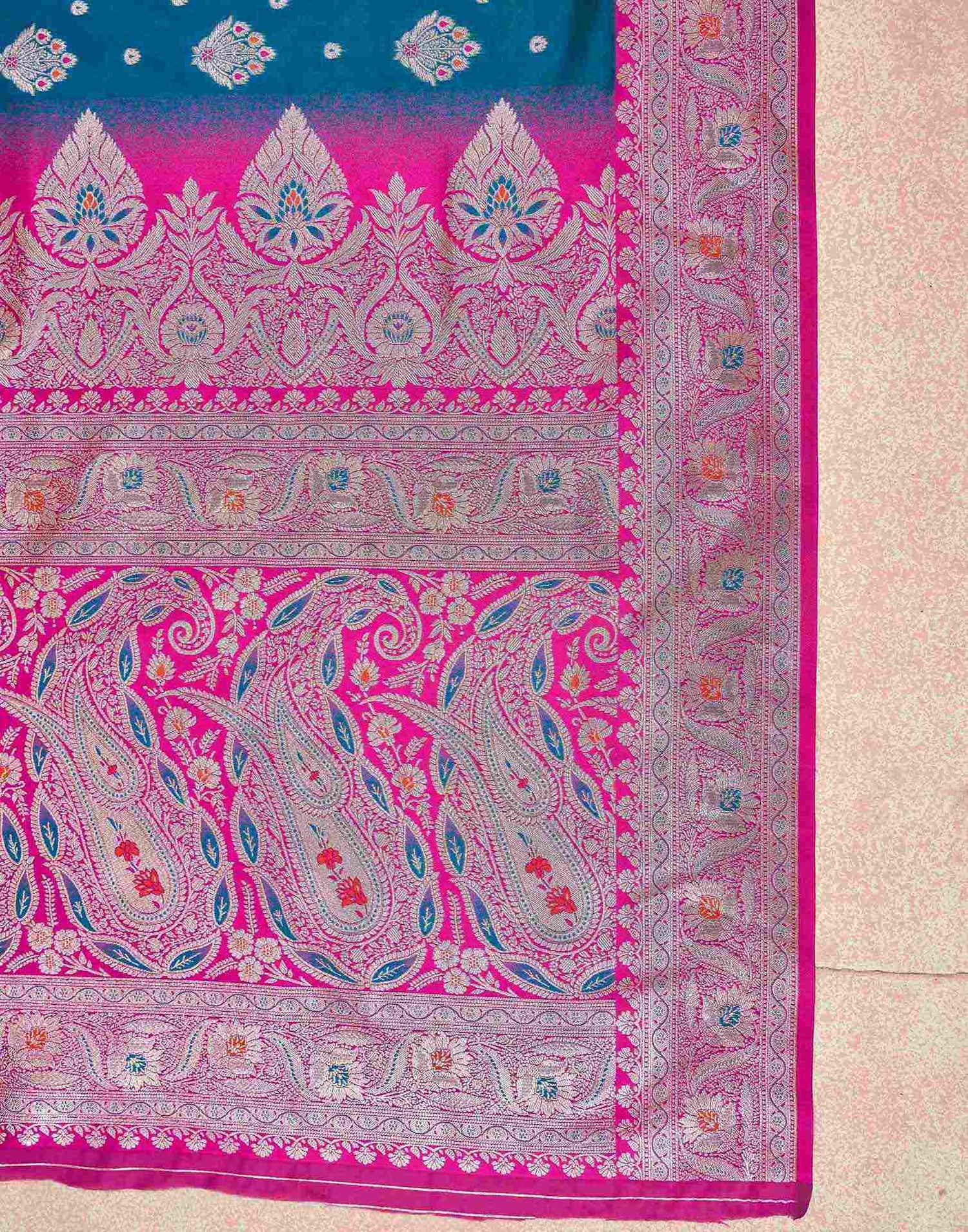 Peacock Blue Silk Woven Saree