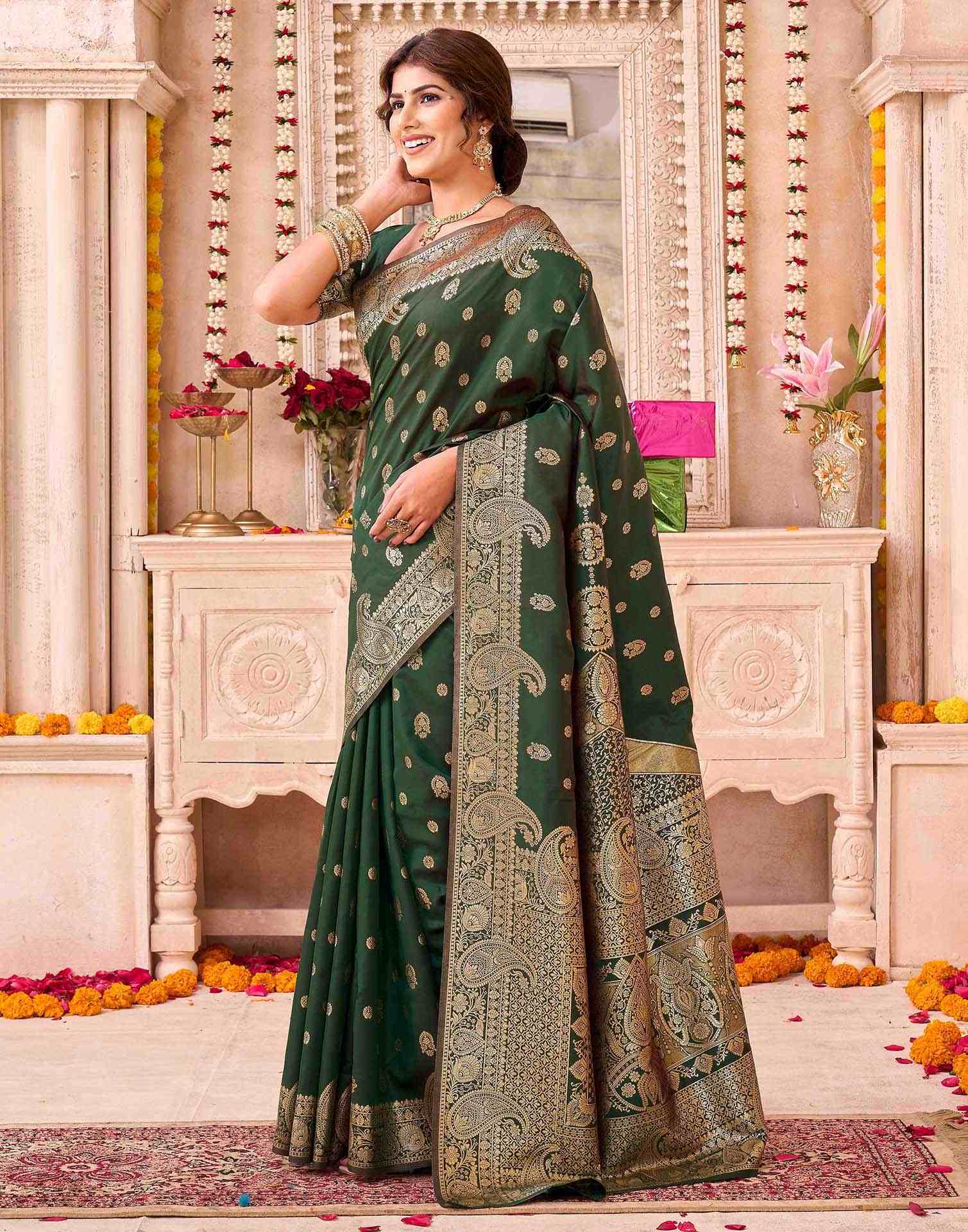 Green Silk Woven Saree
