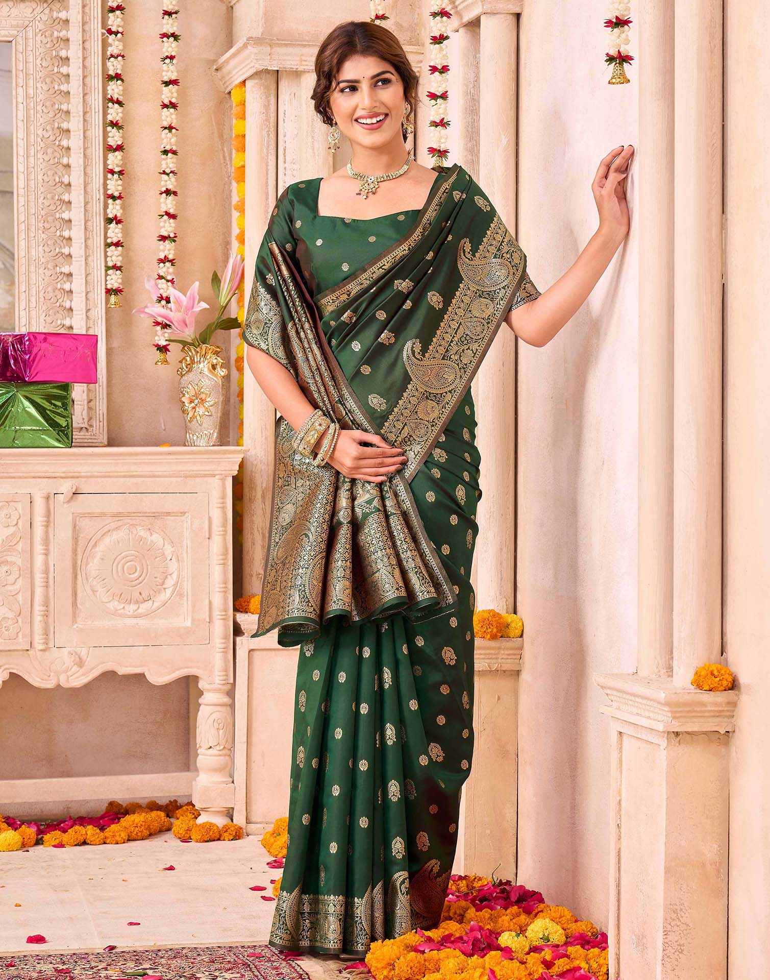 Green Silk Woven Saree