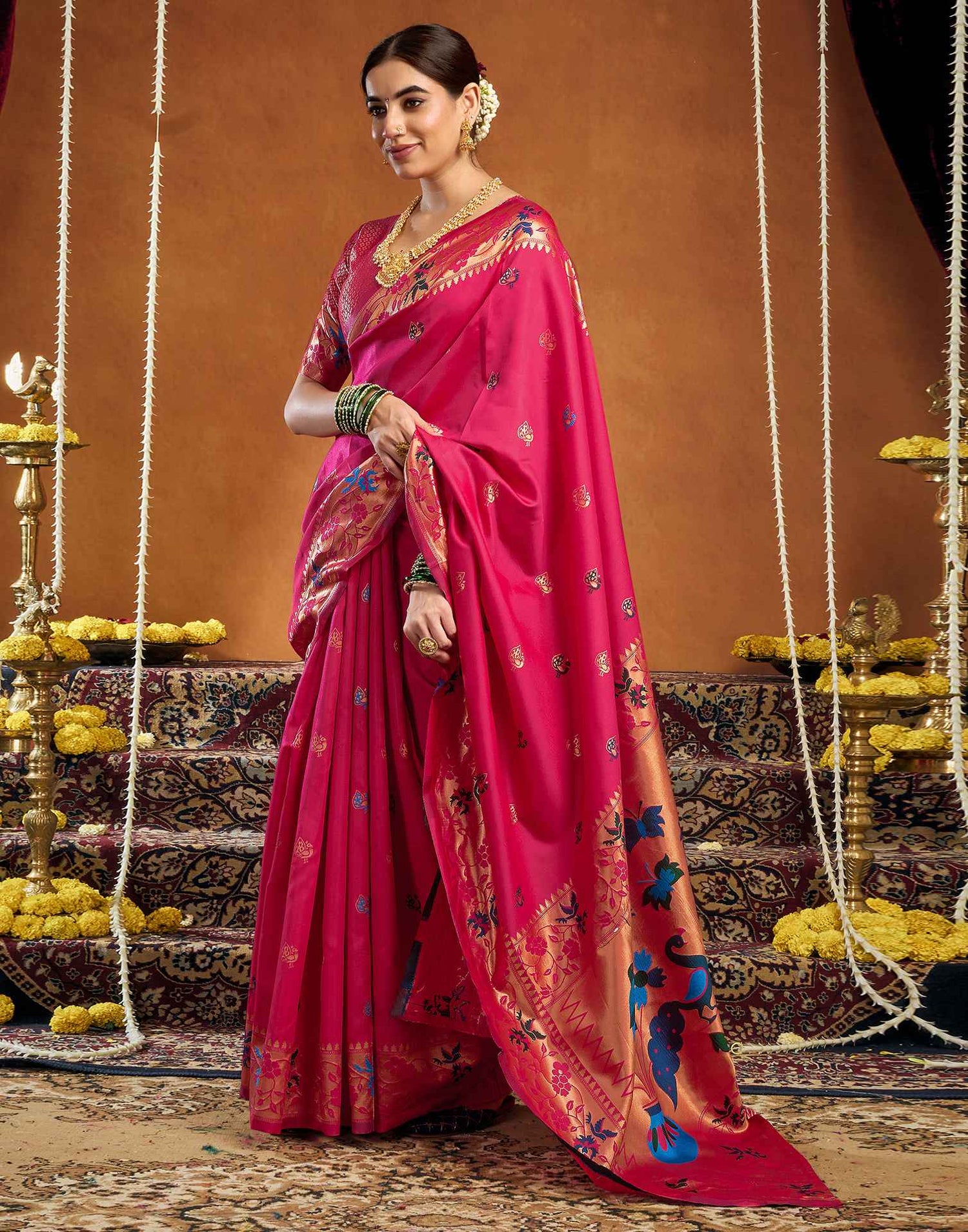 Pink Silk Woven Paithani Saree