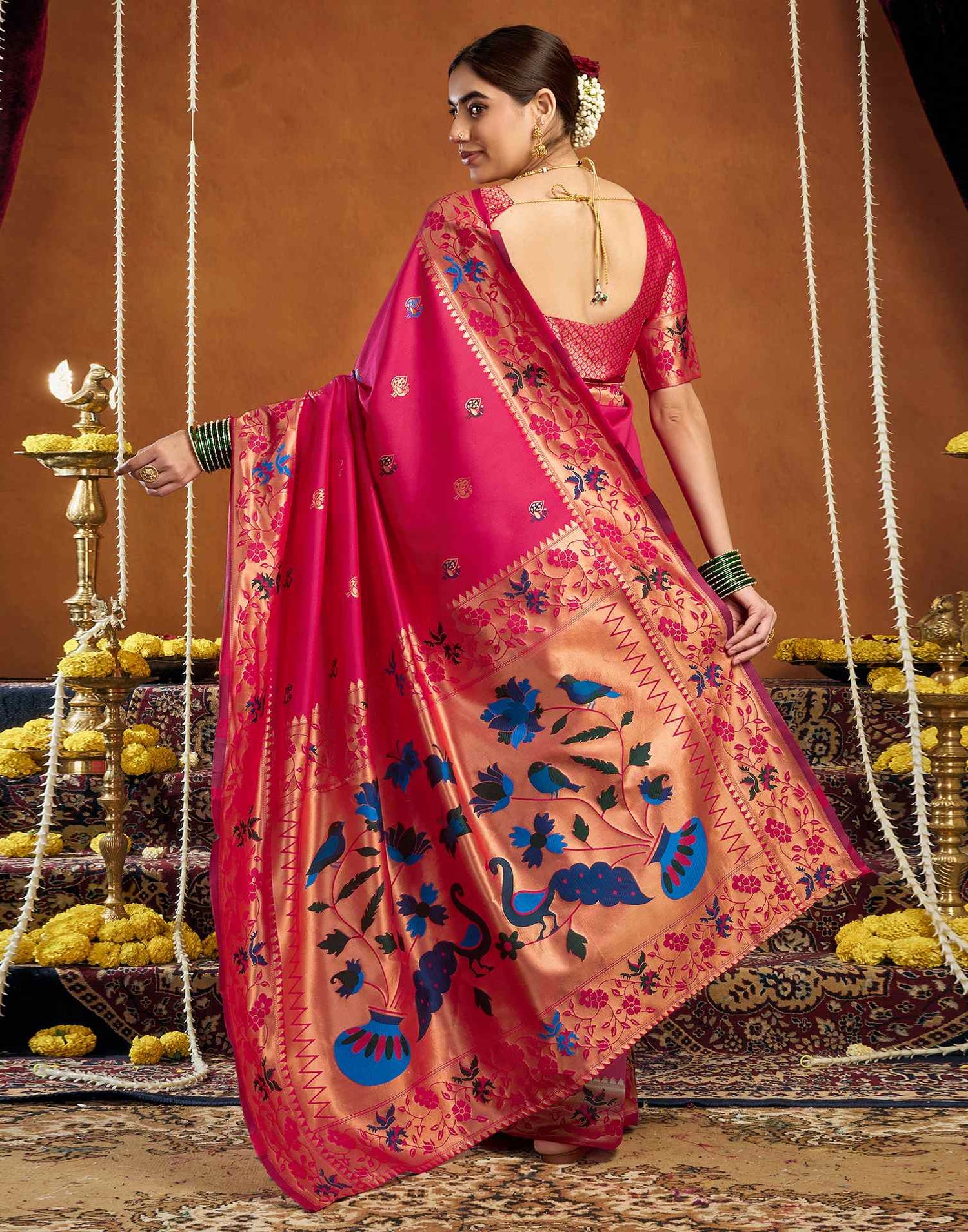 Pink Silk Woven Paithani Saree