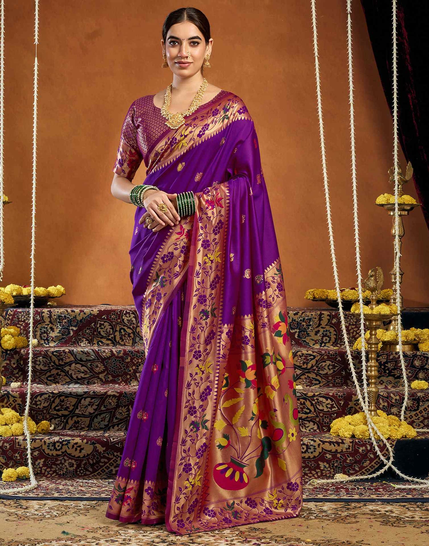 Purple Silk Woven Paithani Saree