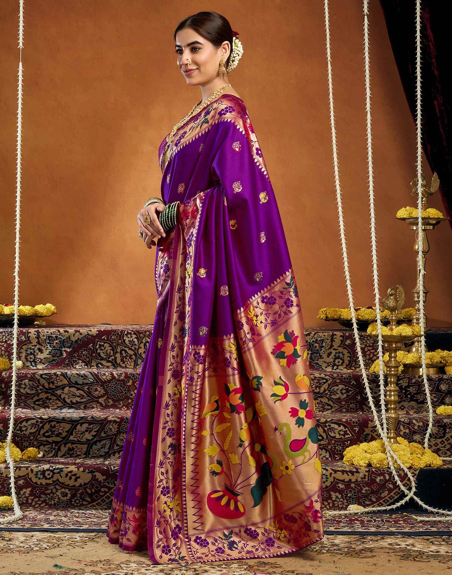Purple Silk Woven Paithani Saree