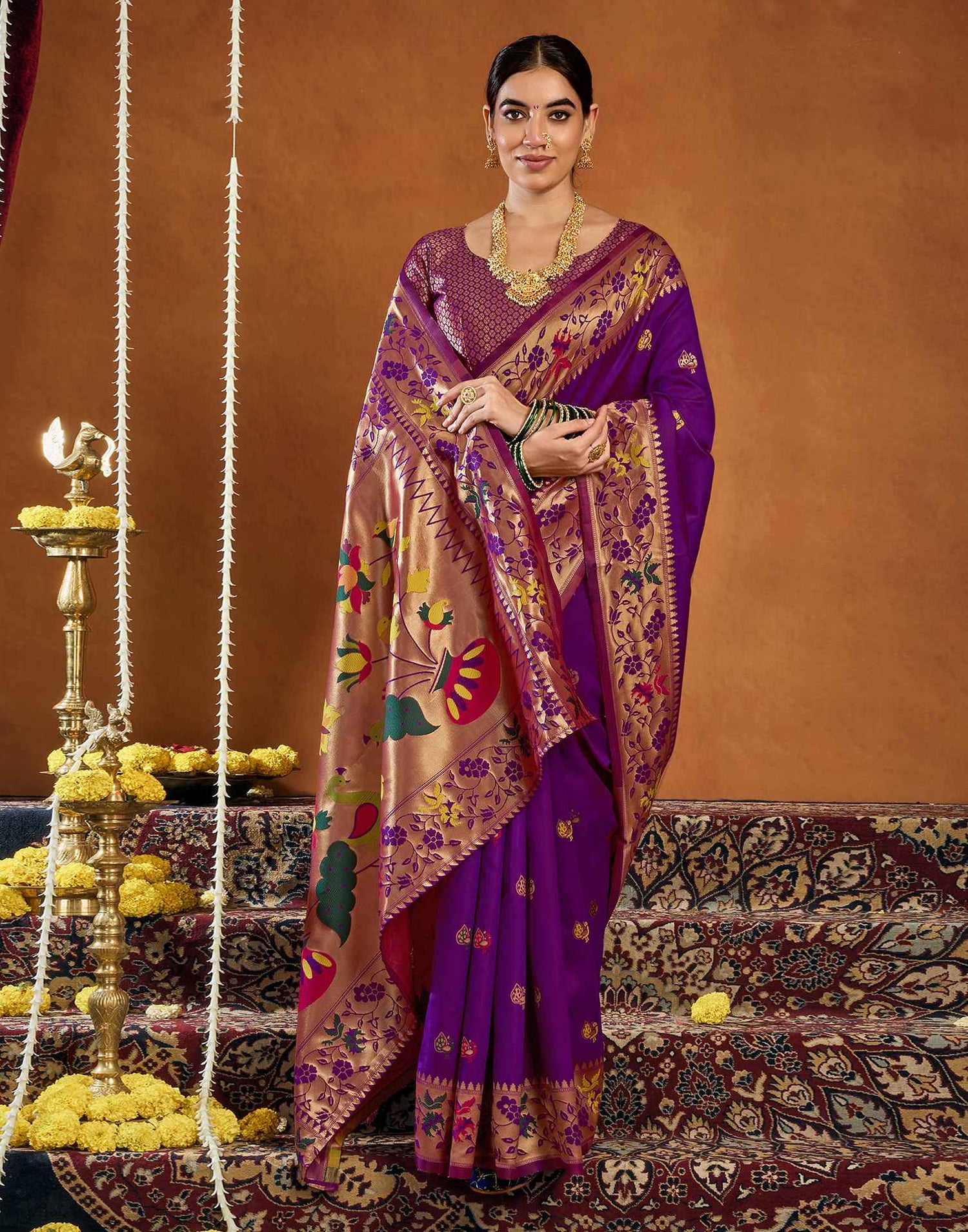 Purple Silk Woven Paithani Saree