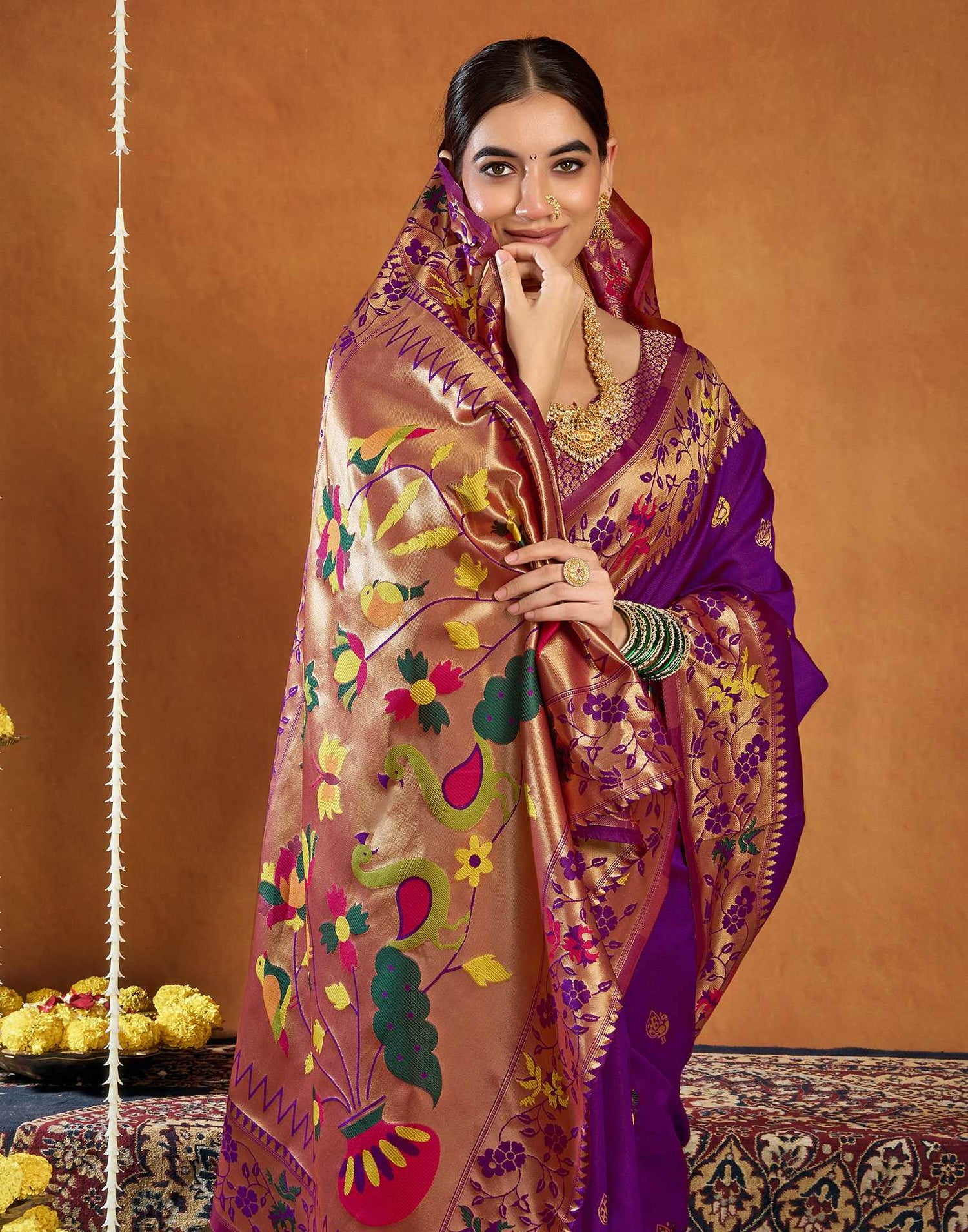 Purple Silk Woven Paithani Saree