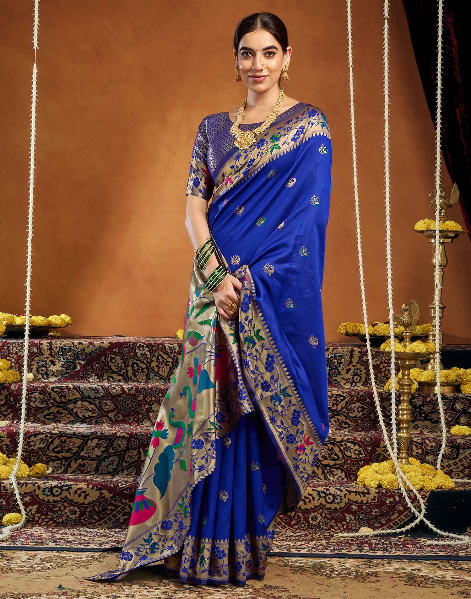 Blue Silk Woven Paithani Saree