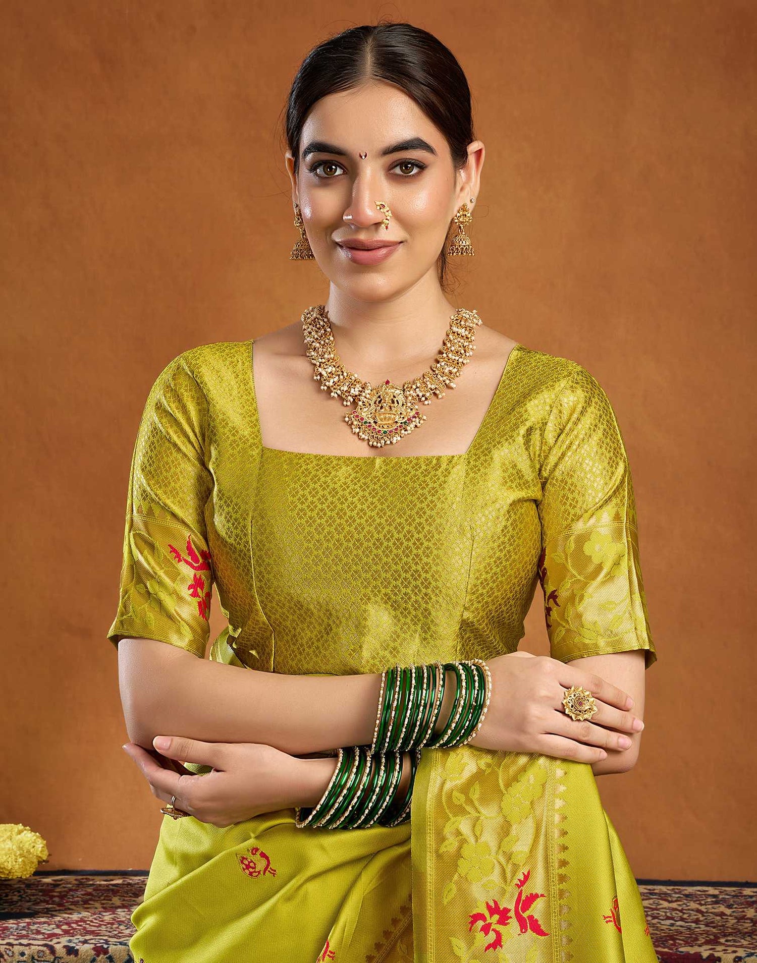 Lime Yellow Silk Woven Paithani Saree