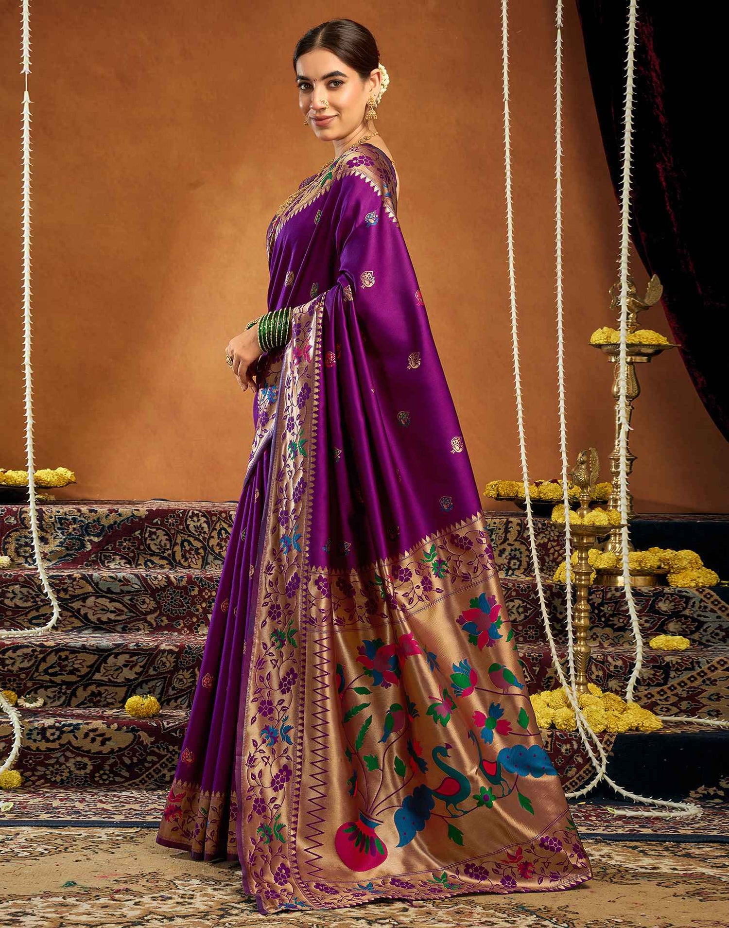 Dark Purple Silk Woven Paithani Saree